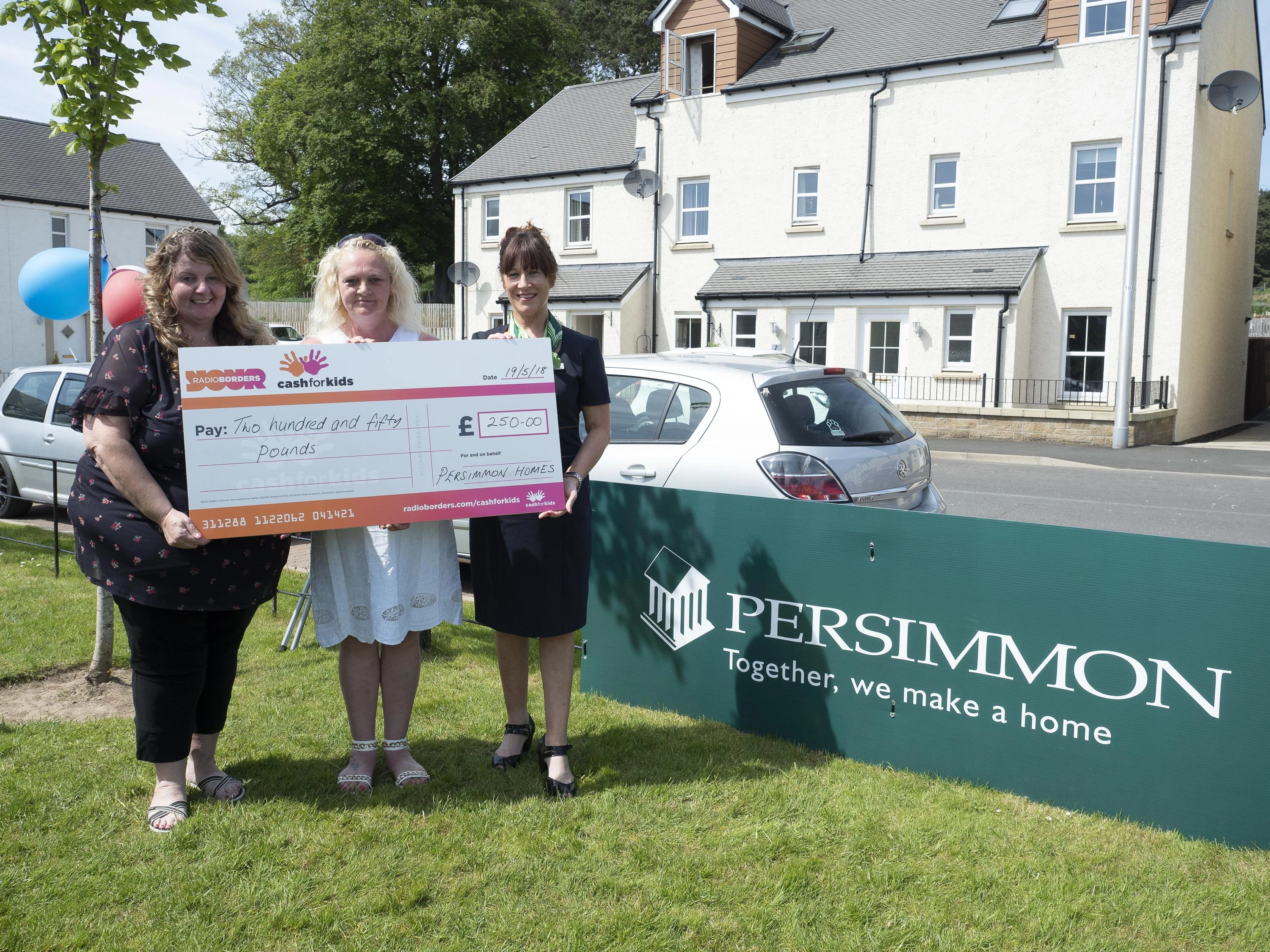 Organisers Pauline Ward, Pamela Hamilton with Kiri Hyslop sales advisor at the Persimmon Melrose Gait development