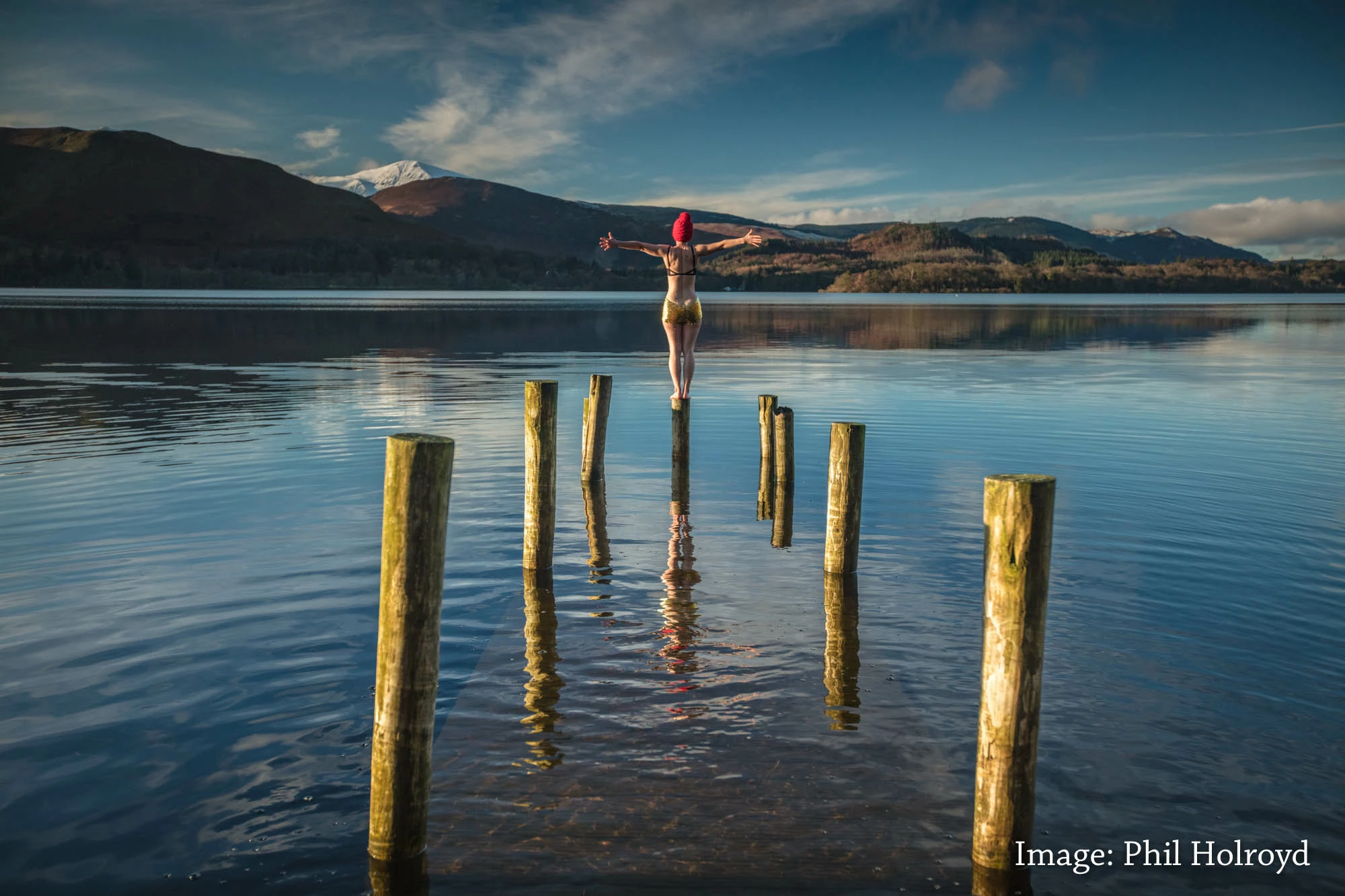 Sally Fielding takes a boxing day dip in Derwentwater