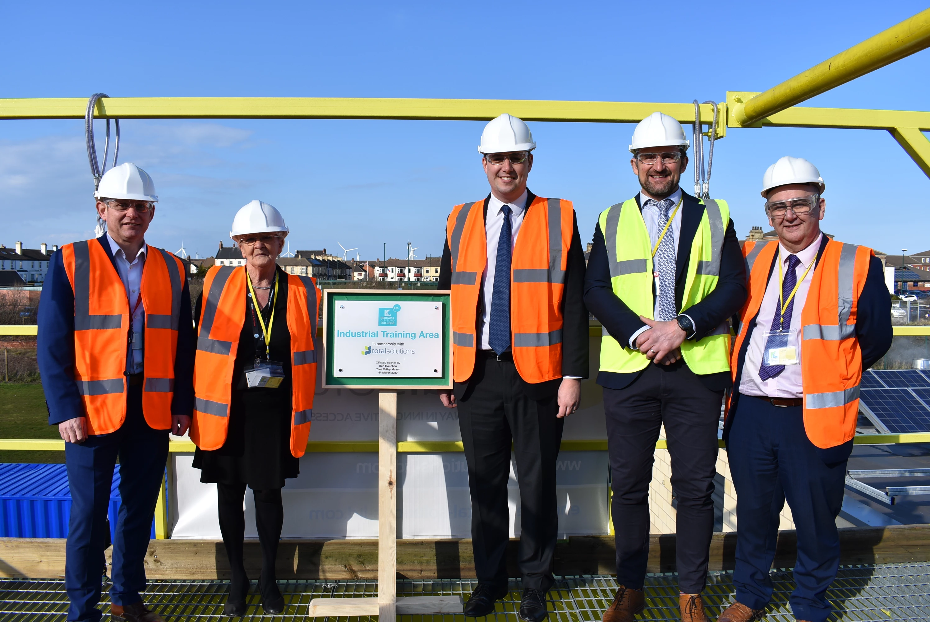 Redcar and Cleveland College Principal Jason Faulkner, Redcar and Cleveland Borough Council Leader Mary Lanigan, Tees Valley Mayor Ben Houchen, Total Solutions’ Mick Flaherty and Total Training’s Rob Storey