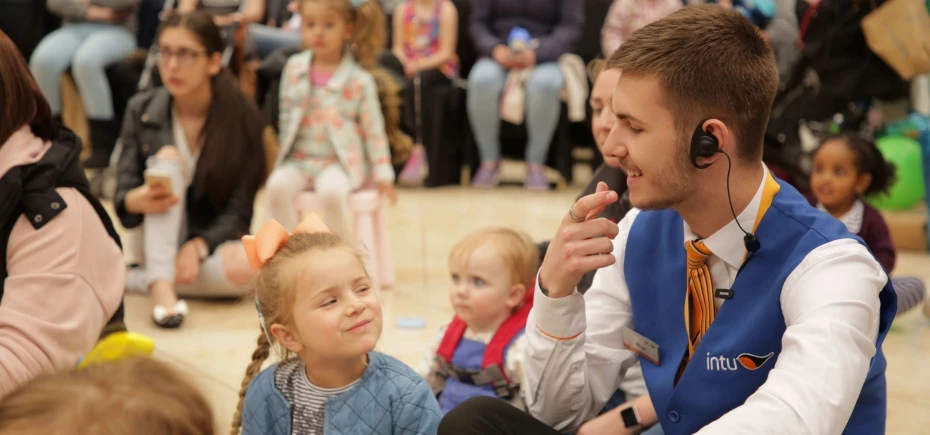 A sign of the times: Rhys Muller from intu Metrocentre's Customer Service team signing with the audience