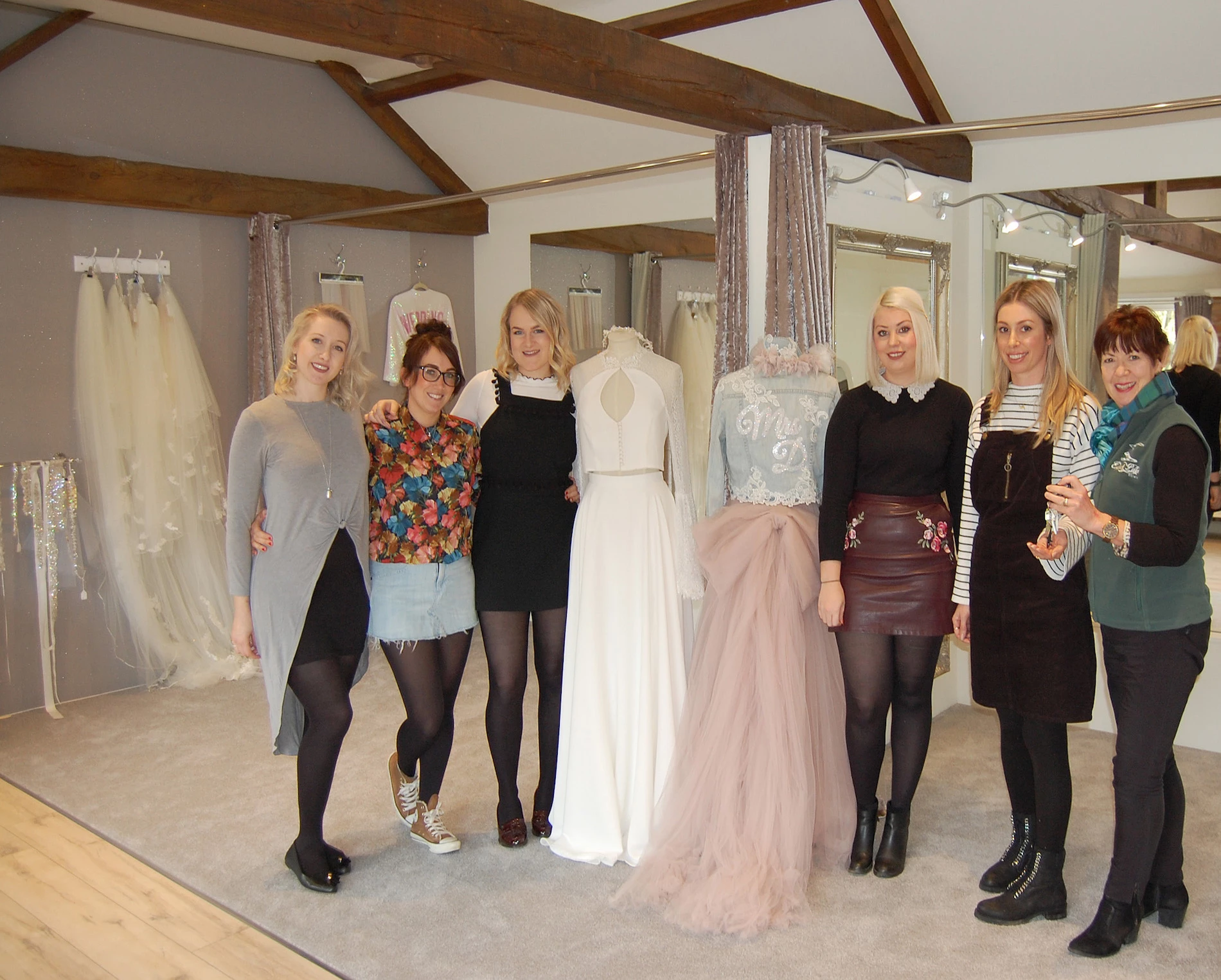 The Once Upon A Dress team (l-r): Rachel Davies, Samantha Rowley, Aimee Bullock, Robbie Wilson and Jade Wrigglesworth with Helen Pentith of Escrick Park Estate