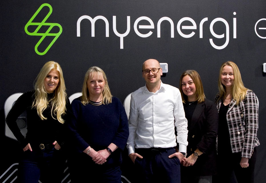 L-R – Jordan Brompton, myenergi; Frances Howell, HSBC UK; Lee Sutton, myenergi; Melissa Hemming, HSBC UK; and Emma Dutton, myenergi.