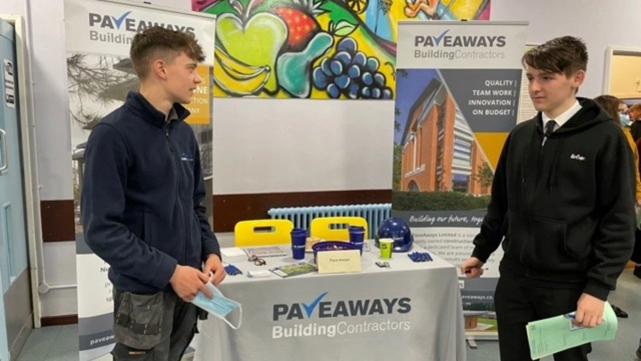 Pave Aways’ apprentice carpenter Dan Davies at The Mary Webb School careers event 