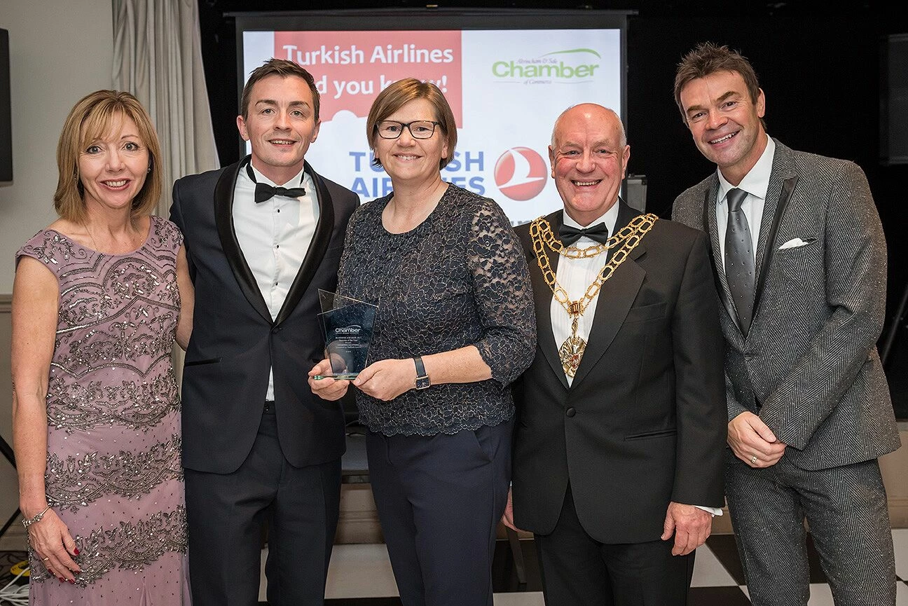 L-R: Sue Aldridge, chamber CEO; Sean Anstee; Julia Woodcock (Informed Solutions); Mayor and Darren Proctor"