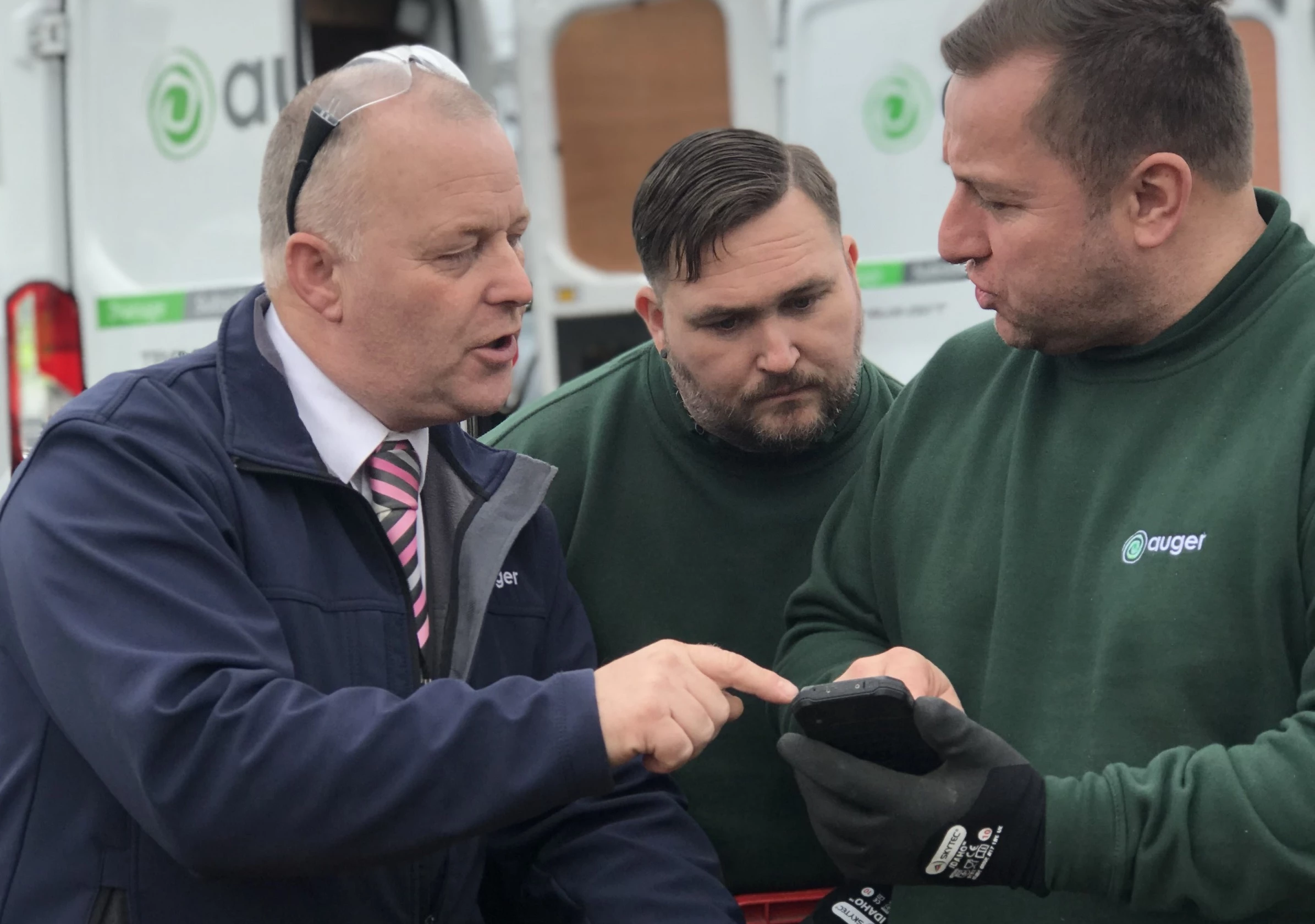 Iain Jones, left, with Auger engineers