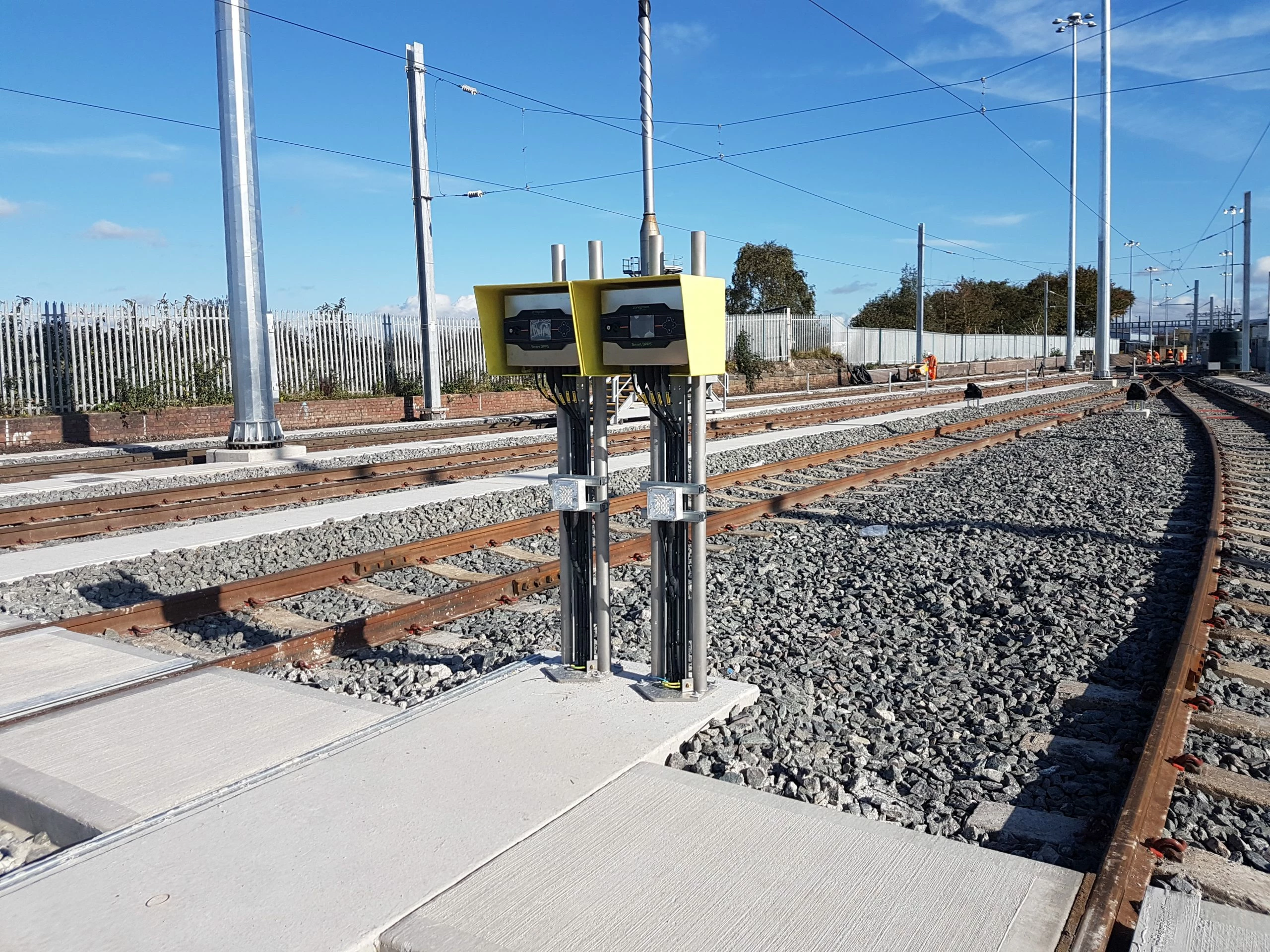 The road end panels installed at the Ardwick depot in Manchester, as part of Zonegreen's Depot Personnel Protection System. 