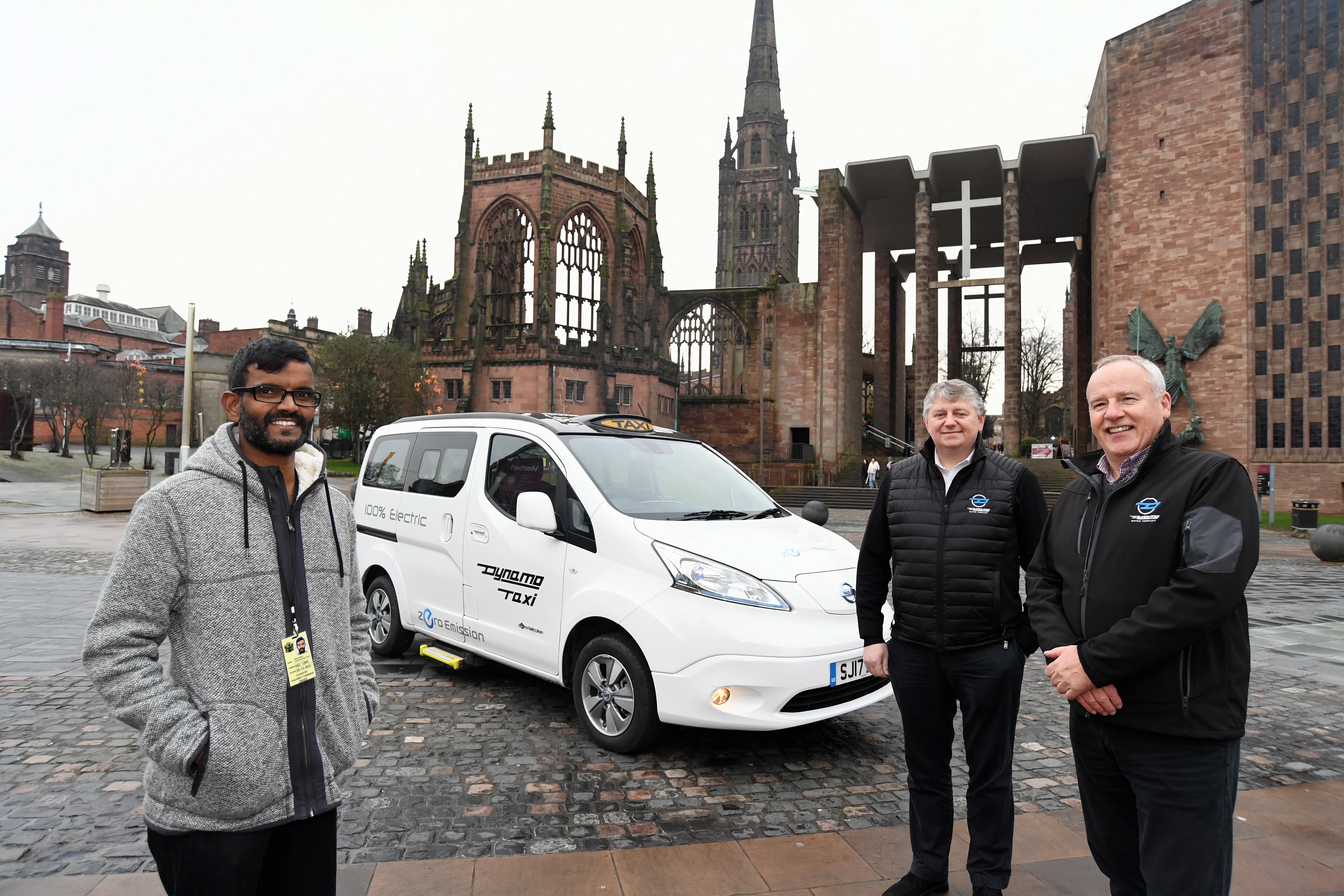 From left: Neminathan Thuvaraganathan, Brendan O’Toole and John Heath, Market Development Manager at Dynamo Taxis