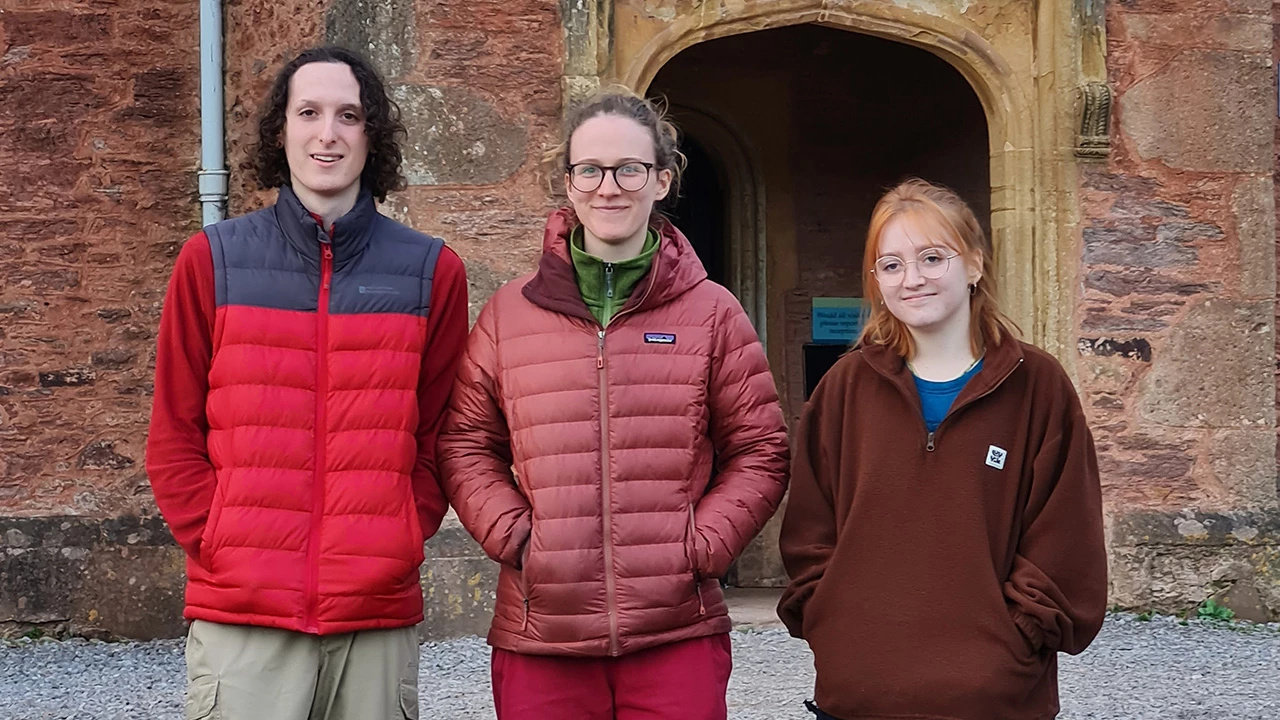 Lily McGuiness (24), Josie Summers (24) and Luke Embley (22), who started their year-long apprenticeship with the Field Studies Council this week based at FSC Nettlecombe Court in Somerset