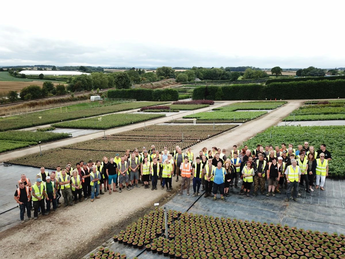 Drone image of Johnsons of Whixley staff