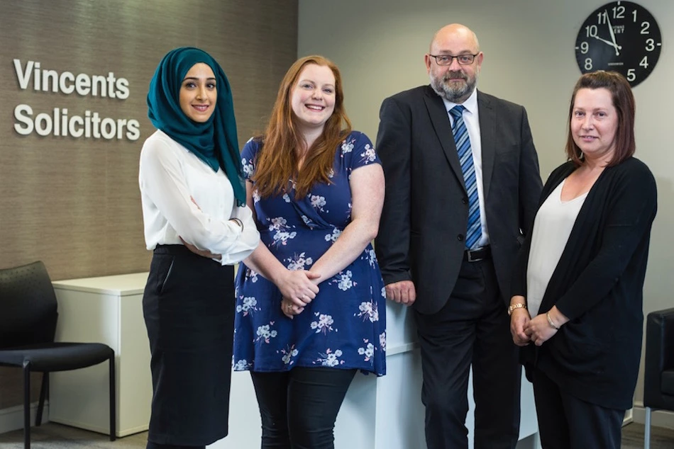 L-R: Nazreen Ali, conveyancing solicitor Megan Barker, Mark Mosley and Rebecca Perkes