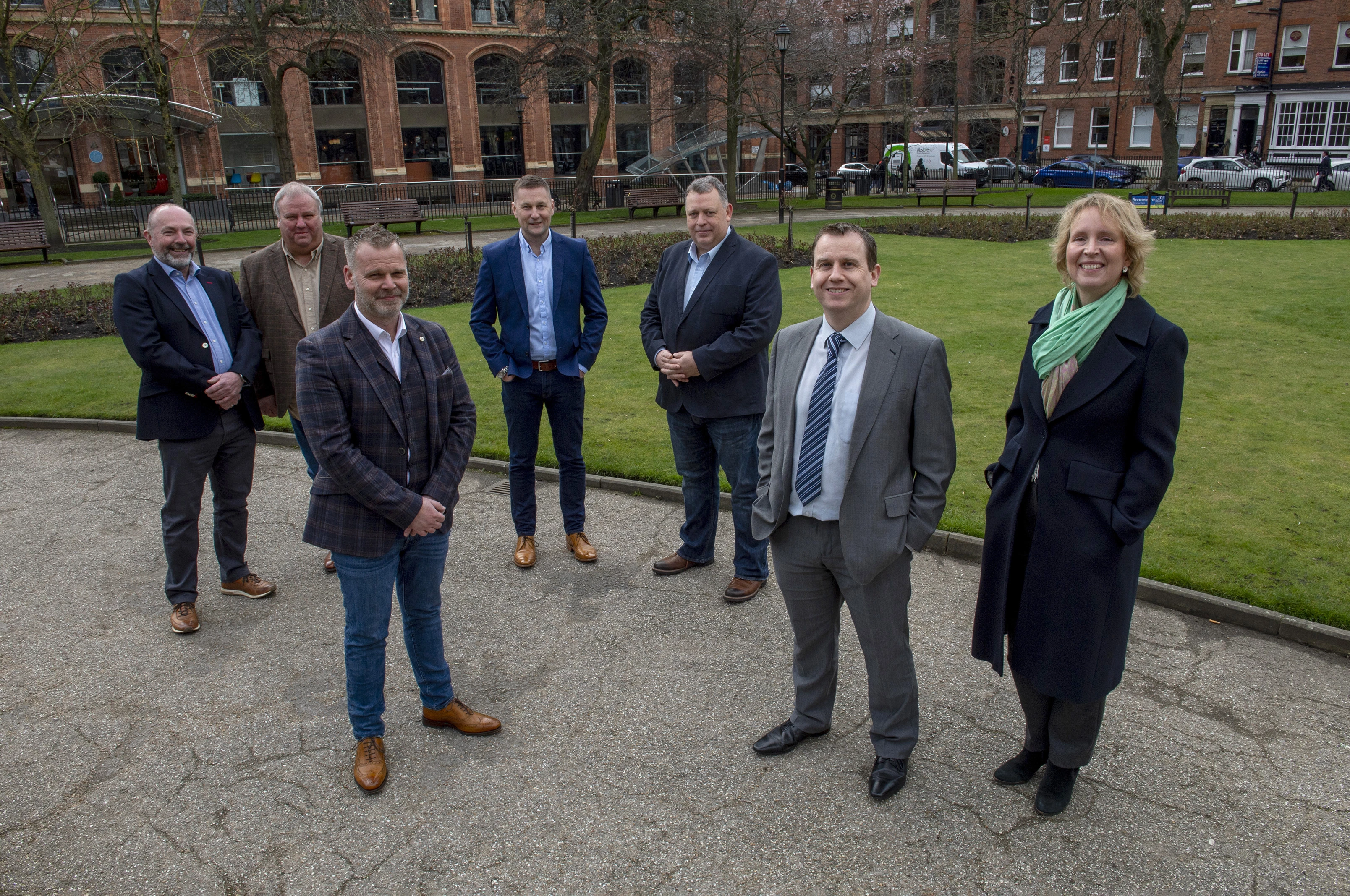 L-R: Paul Harrison, Andrew Sutcliffe, Mark Peat, Darren Hill, David Broadhurst, Dale Coleman and Cathy Cook.