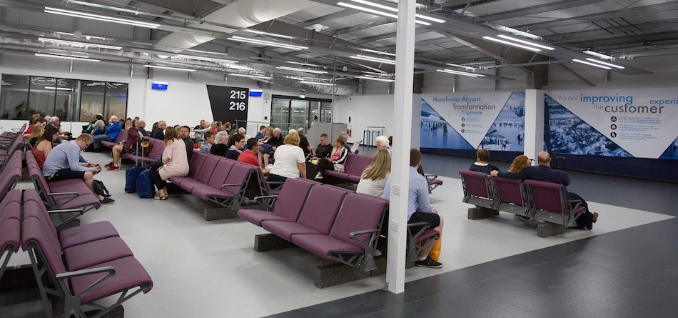 Inside the temporary gate lounge