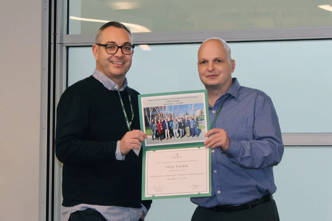 From left, Phil Teasdale, from Enterprise Made Simple, MS, and Dr Matt Allen, associate professor of entrepreneurship at Babson College