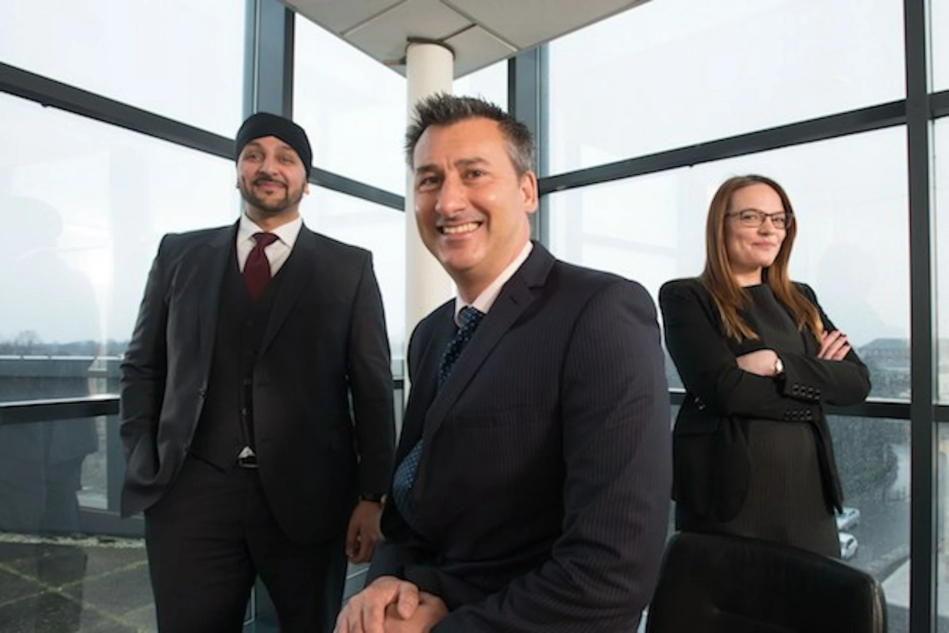 Hardev Saimbhi (l) and Elizabeth Dunstan with hlw Keeble Hawson partner, Paul Goel.