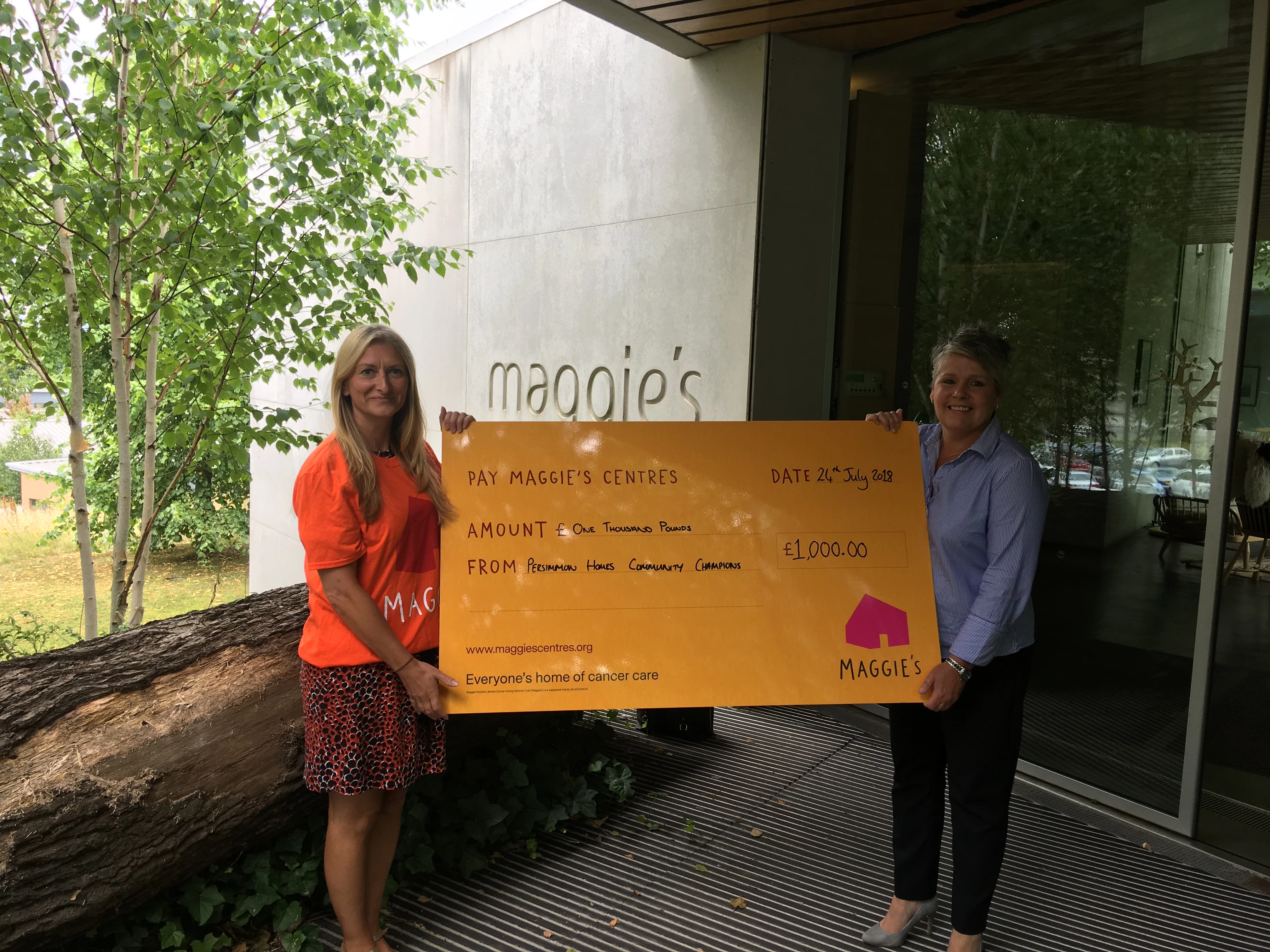 Maggie's Centre fundraising manager Vicky Tierney with sales manager at Persimmon Morwenna Leask