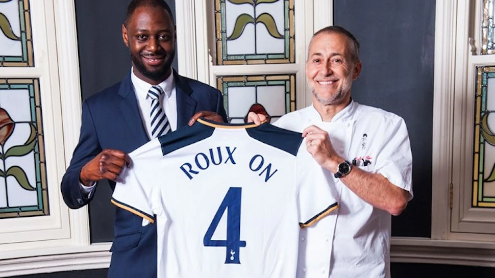 Michel Roux Jr with Ledley King.