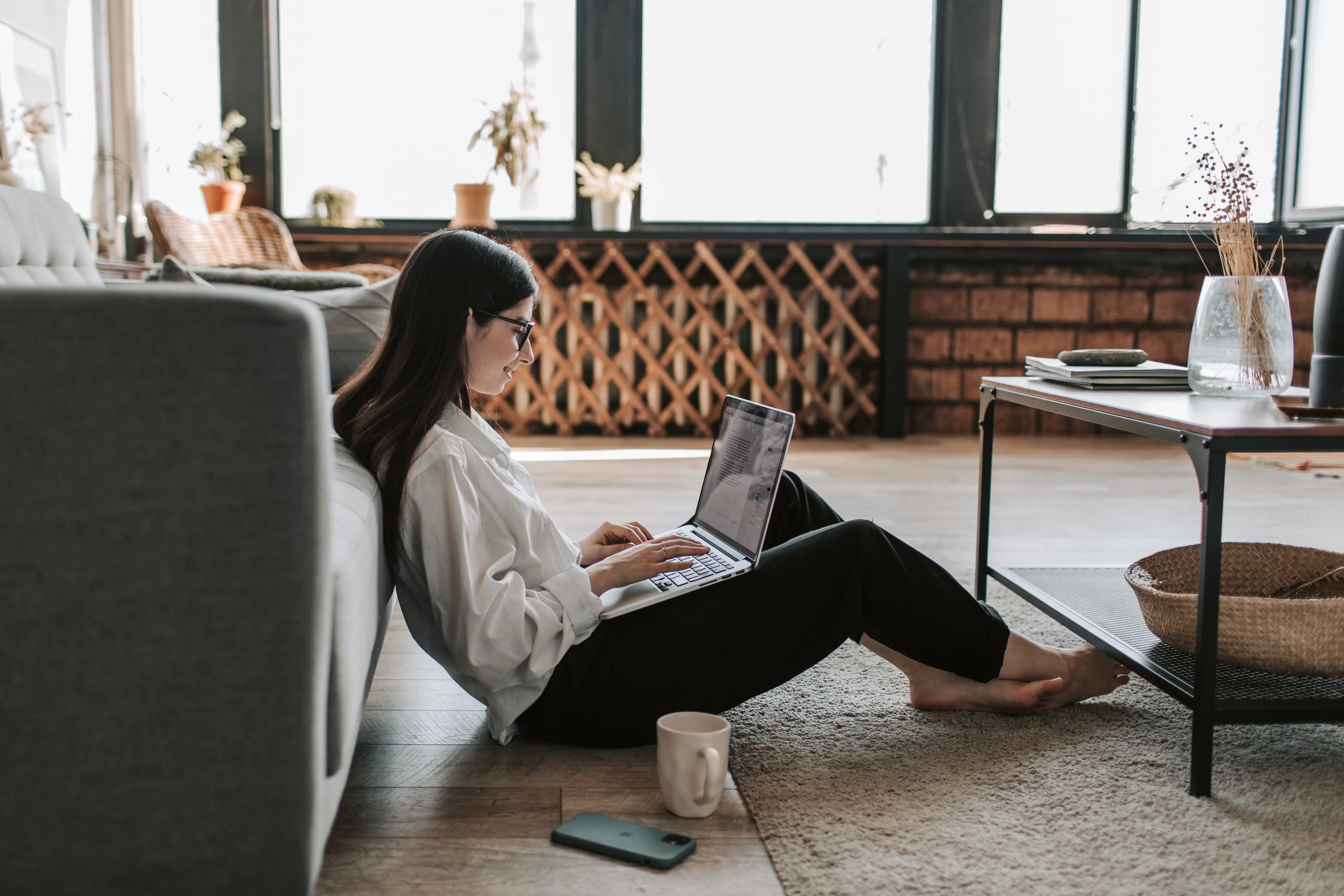 Woman working at home