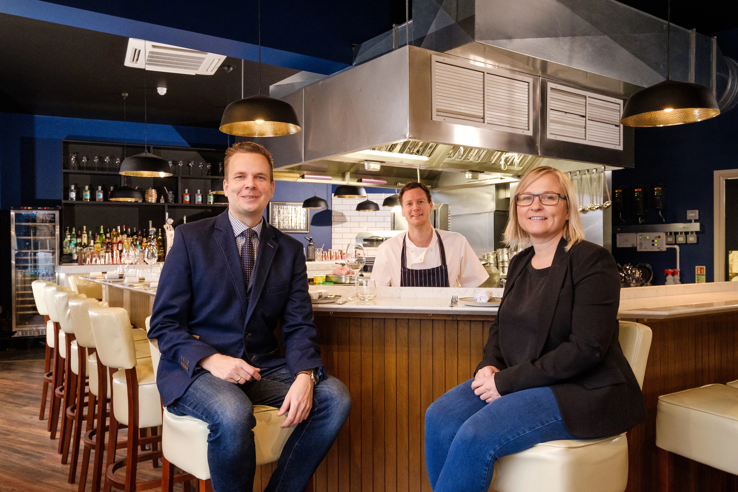 L-R: Cucina\1884’s front of house manager Matti Kiviniemi, head Chef Mark Langton and director Jane Cook