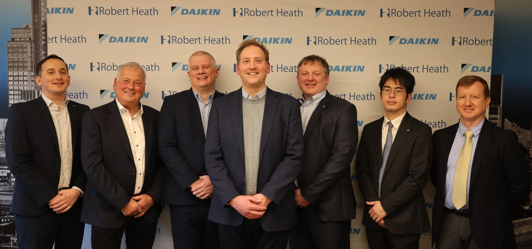 Left to right:       Henk Van Den Berg (Daikin)   Robert Heath (RHG)   Kristian Ellmore (RHG)   Michael Heath (RHG)   Mark Dyer (Daikin)   Hiroyasu Ishikawa (Daikin)   Bart Van Hauwermeiren (Daikin) 