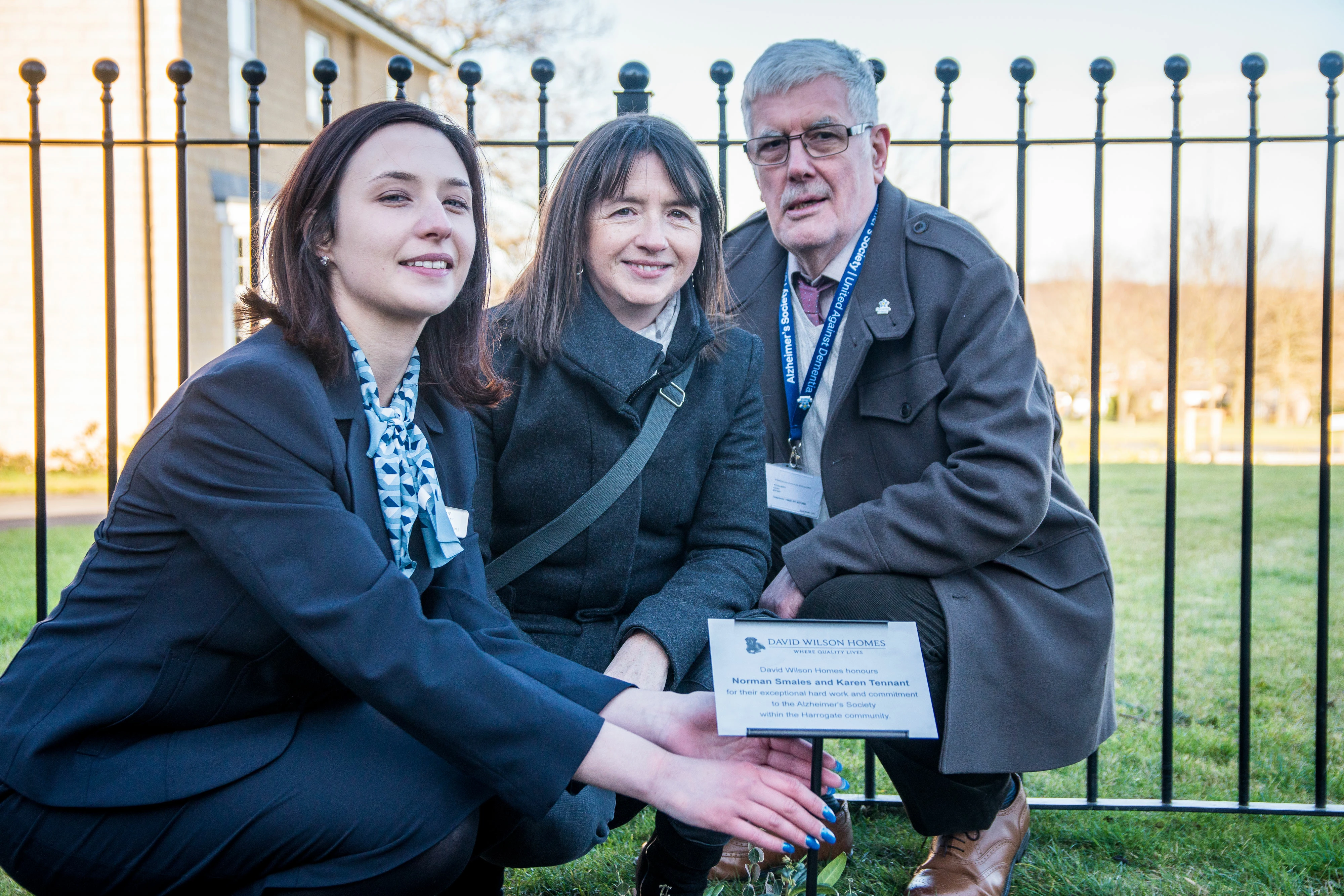 David Wilson Homes Sales Adviser with winning nominees Norman Smales and Karen Tennant