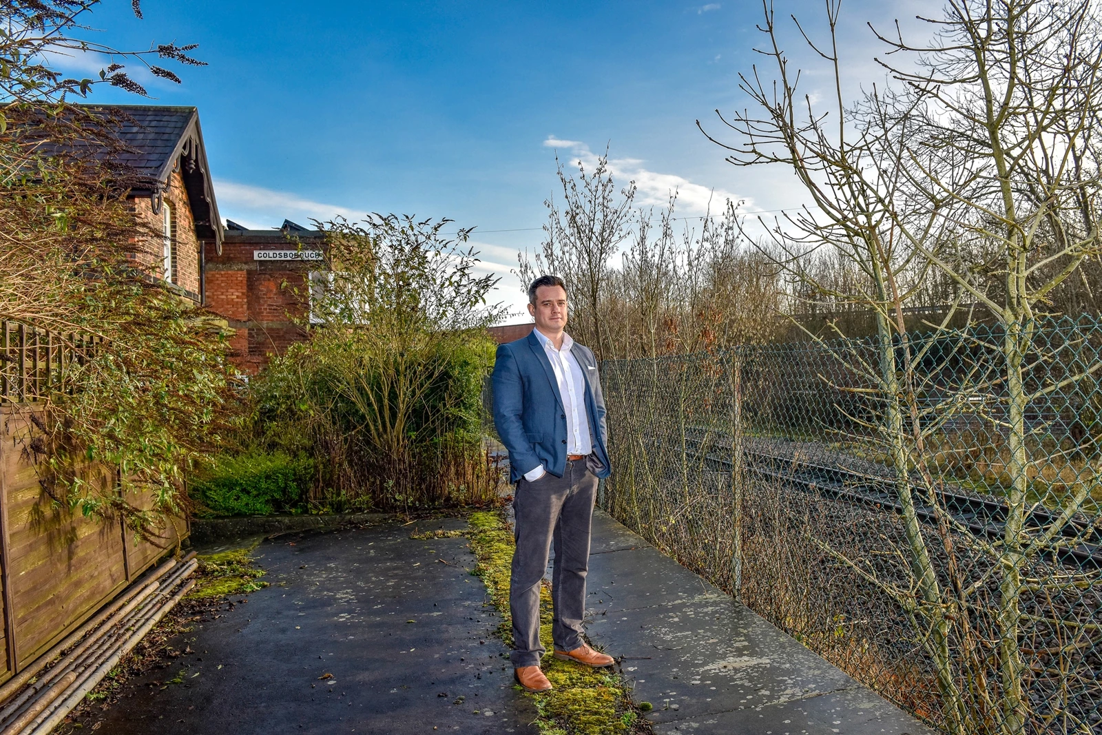 Matt Johnson outside the former Goldsborough Railway Station