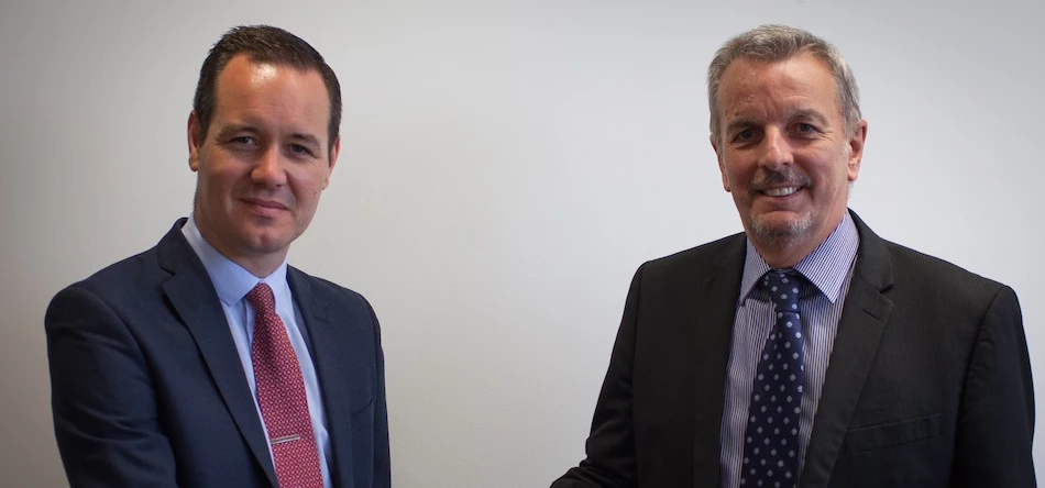 EDP's Mark Haydock (left) with IOM chief exec Rob Aitken