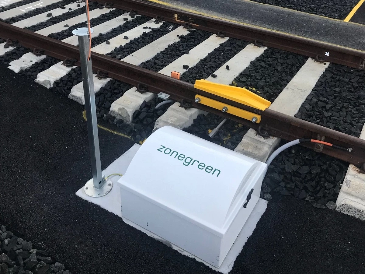 A Zonegreen derailer installed at the Packenham rail depot in Melbourne, Australia. 