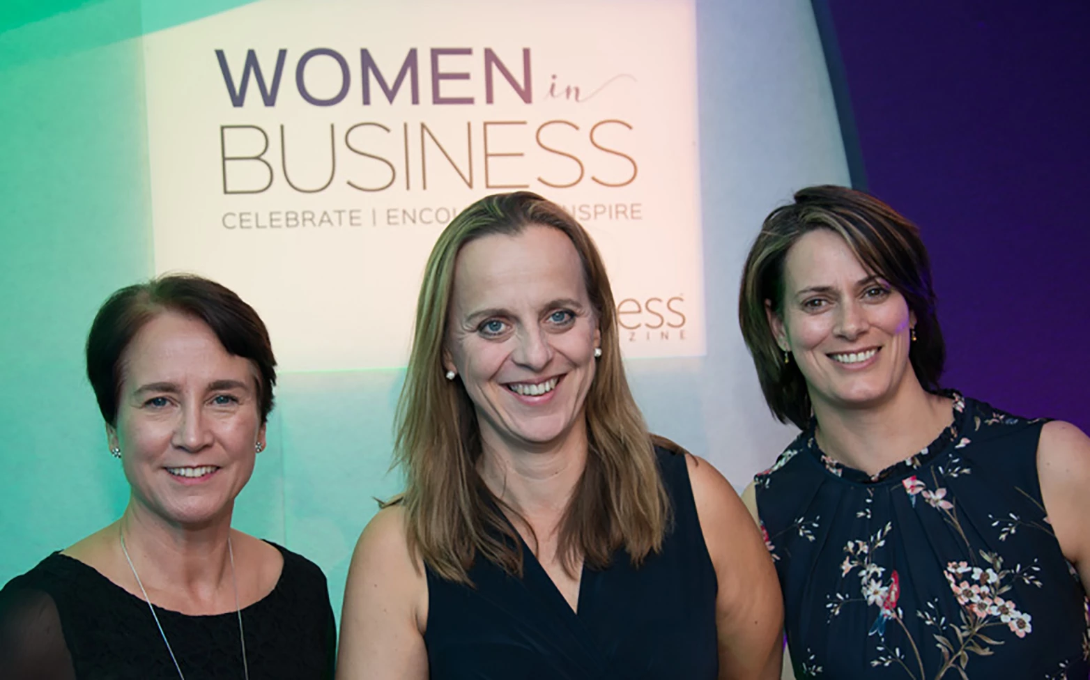 (l-r) Stephanie Edwards, Alexandra Finlayson and Deborah Campbell together at the recent Women in Business Awards. 