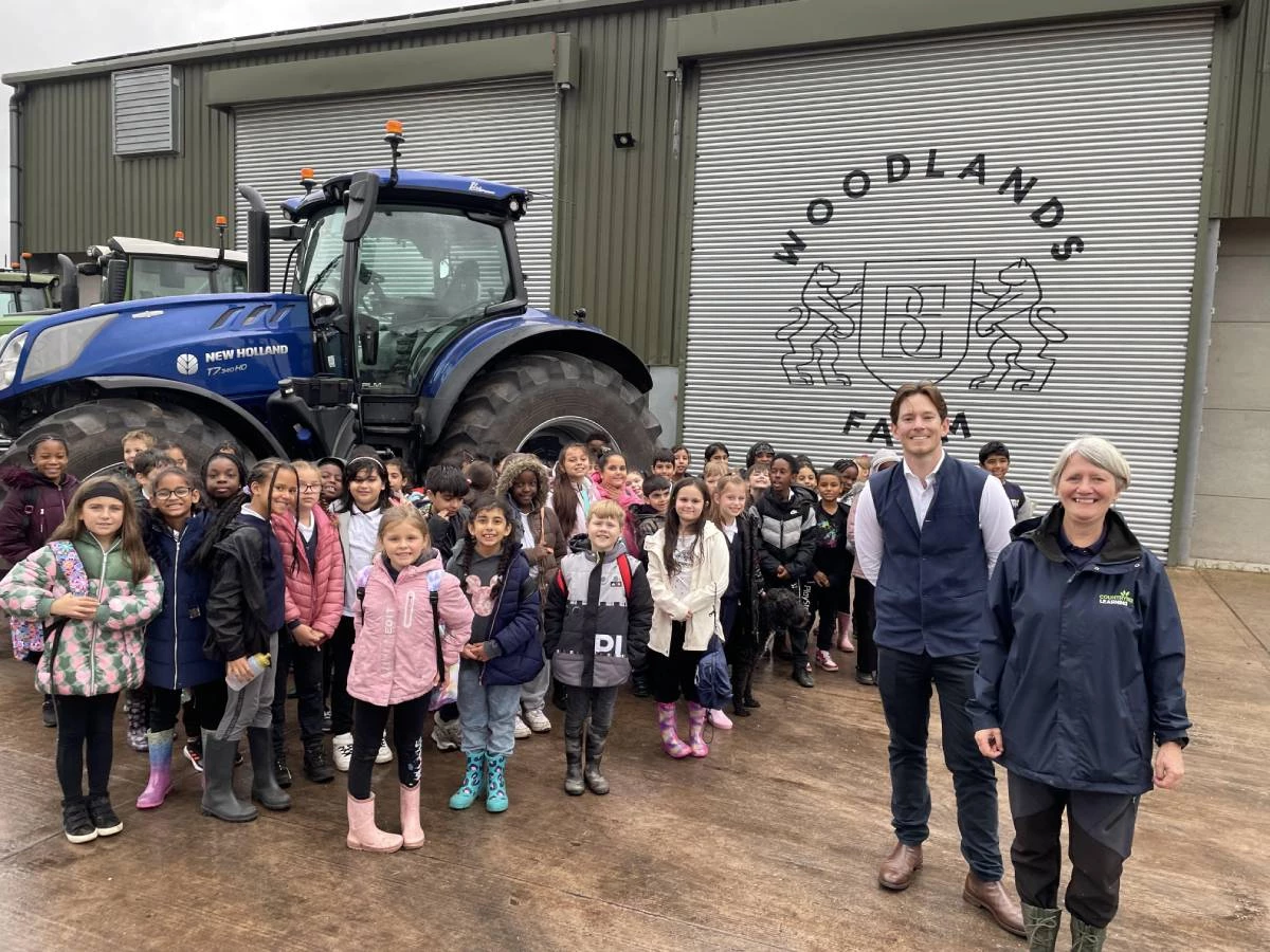 Alexander Newport, MD Bradford Estates, second right, with Barbara Brannigan of Countryside Learning and the Woden Primary group