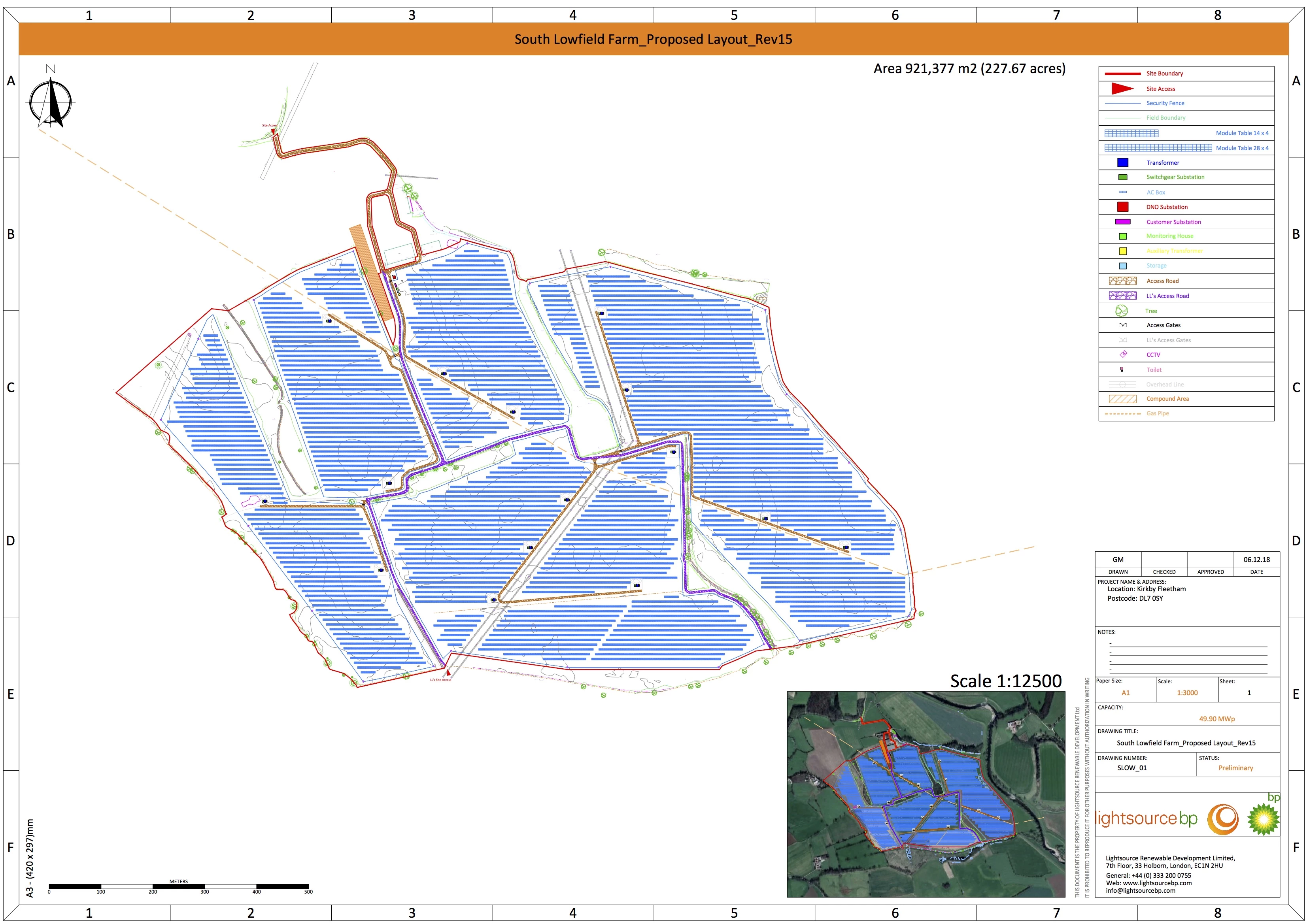 Image shows the proposed layout of the new 200 acre solar farm