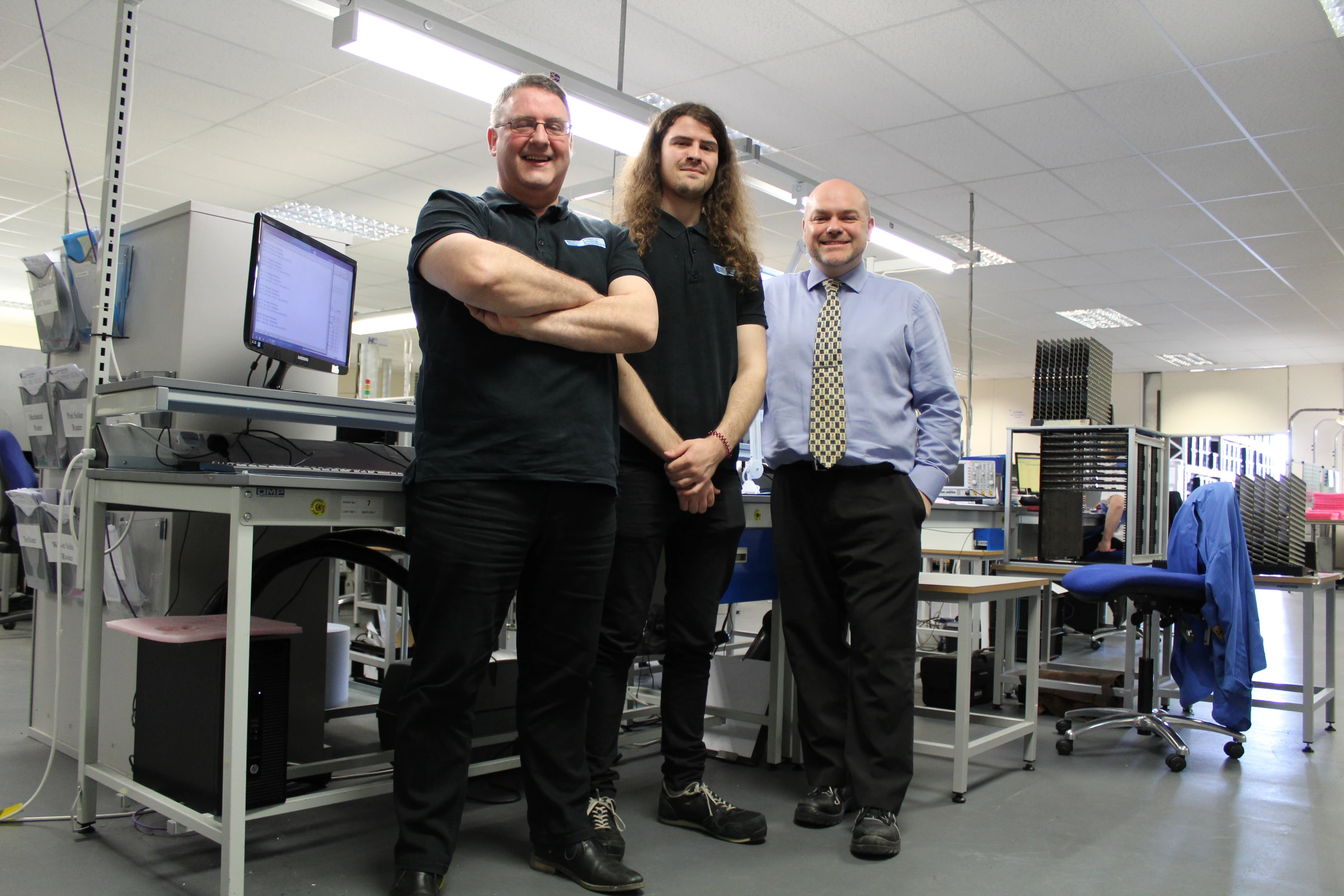 From left to right - Alan Henderson MD at Irridian, Matt Henderson- Technical Director at Irridian and Mark Thorman - Ops Manager at Hindley Circuits. 