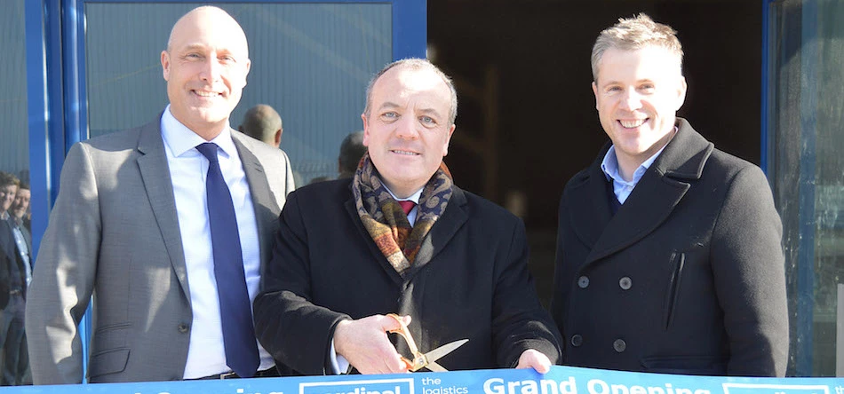 Gordon Dean of Cardinal Maritime, Mike Kane MP and CEO Brian Hay