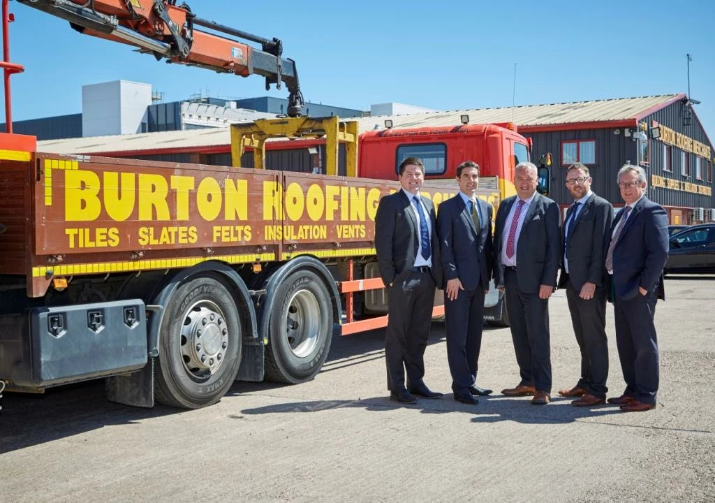 L-R: Jonathan Fisher and Daniel Hammond of Andrew Jackson Solicitors, with Burton Roofing directors Paul Hattee, Lee Hustwait and Andrew Cowham