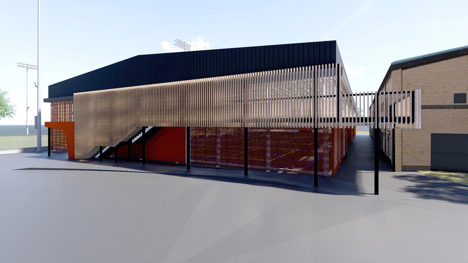 A CGI showing how Bradford Grammar School's sports hall will look