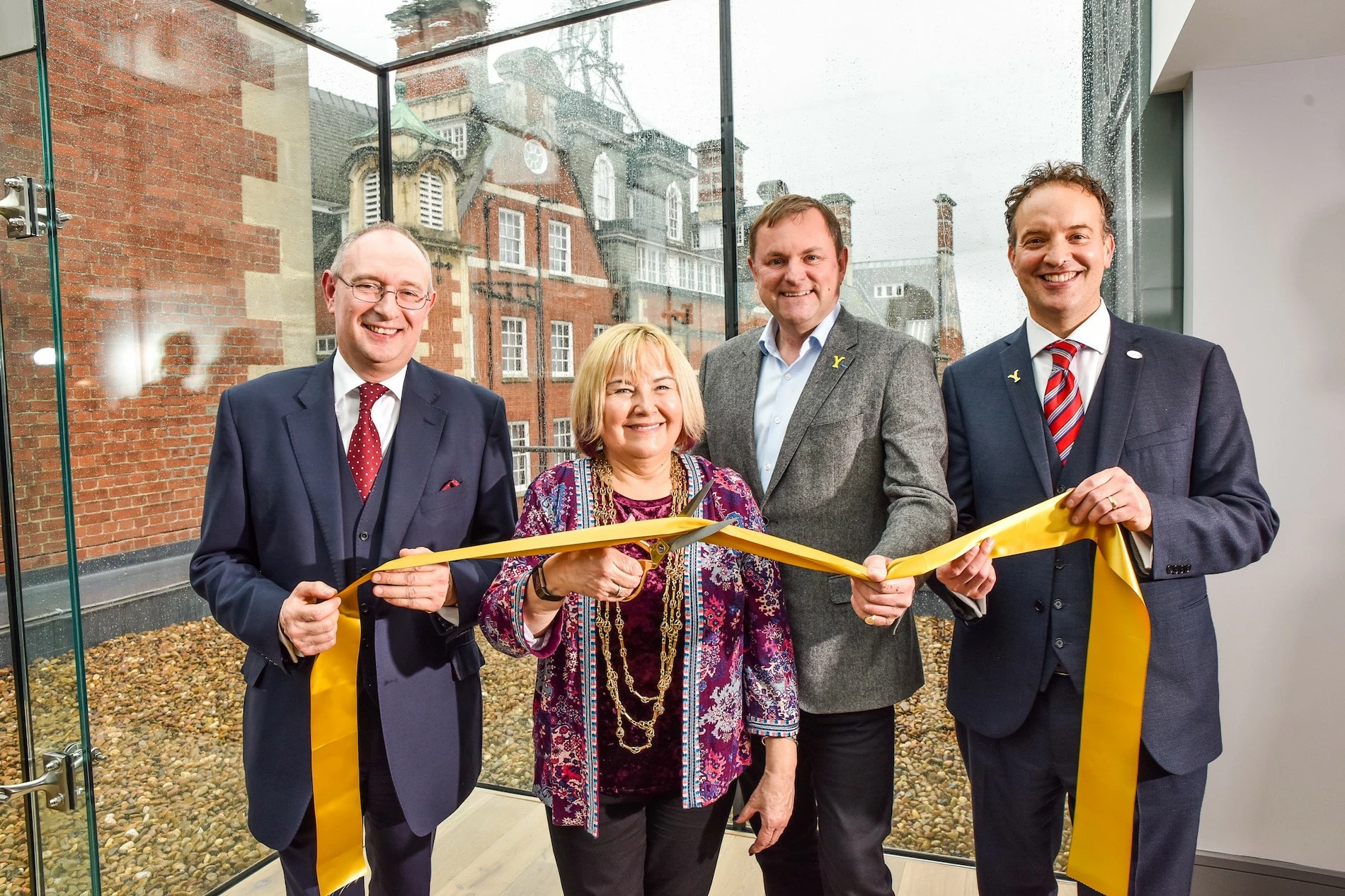 Splendid Hospitality CEO Stuart Bailey, Lord Mayor of York Councillor Barbara Boyce, Sir Gary Verity, and The Grand Hotel General Mananger Philip Bolson Cut The Ribbon to Open 100 New Luxury Rooms