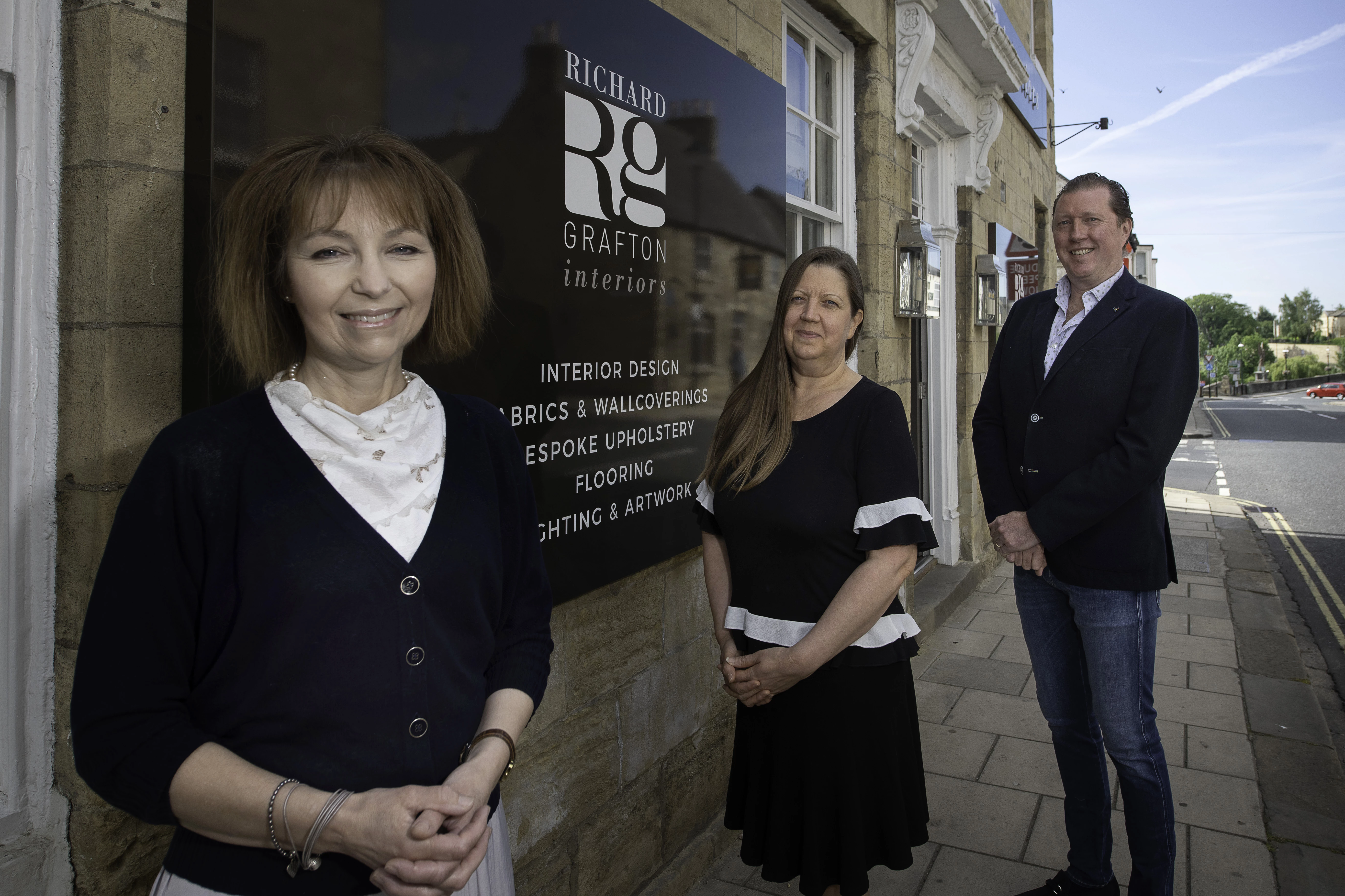 Picture shows (L to R): Helen Mackay and Donna Schofield from the Richard Grafton Interiors Wetherby team with Richard Grafton