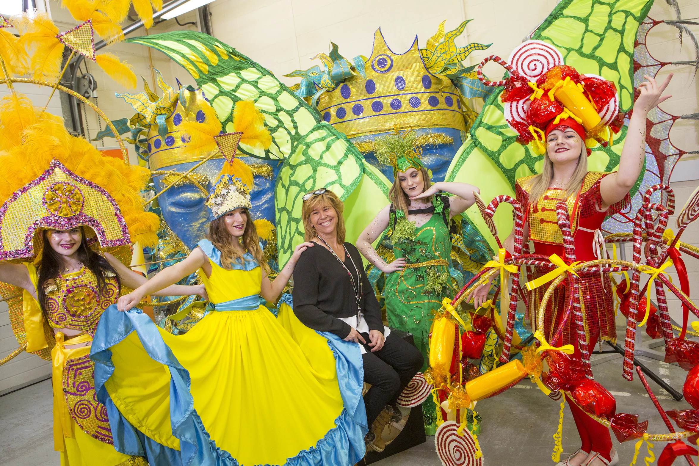 Sandy Harris with some of the amazing costumes made by Creative Seed