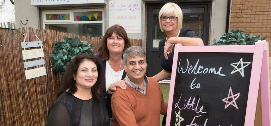 Little Footprint owners Asma and Shahed Deen (front) with (L-R) manager Jayne Mallett and RBS' Michele Fynan