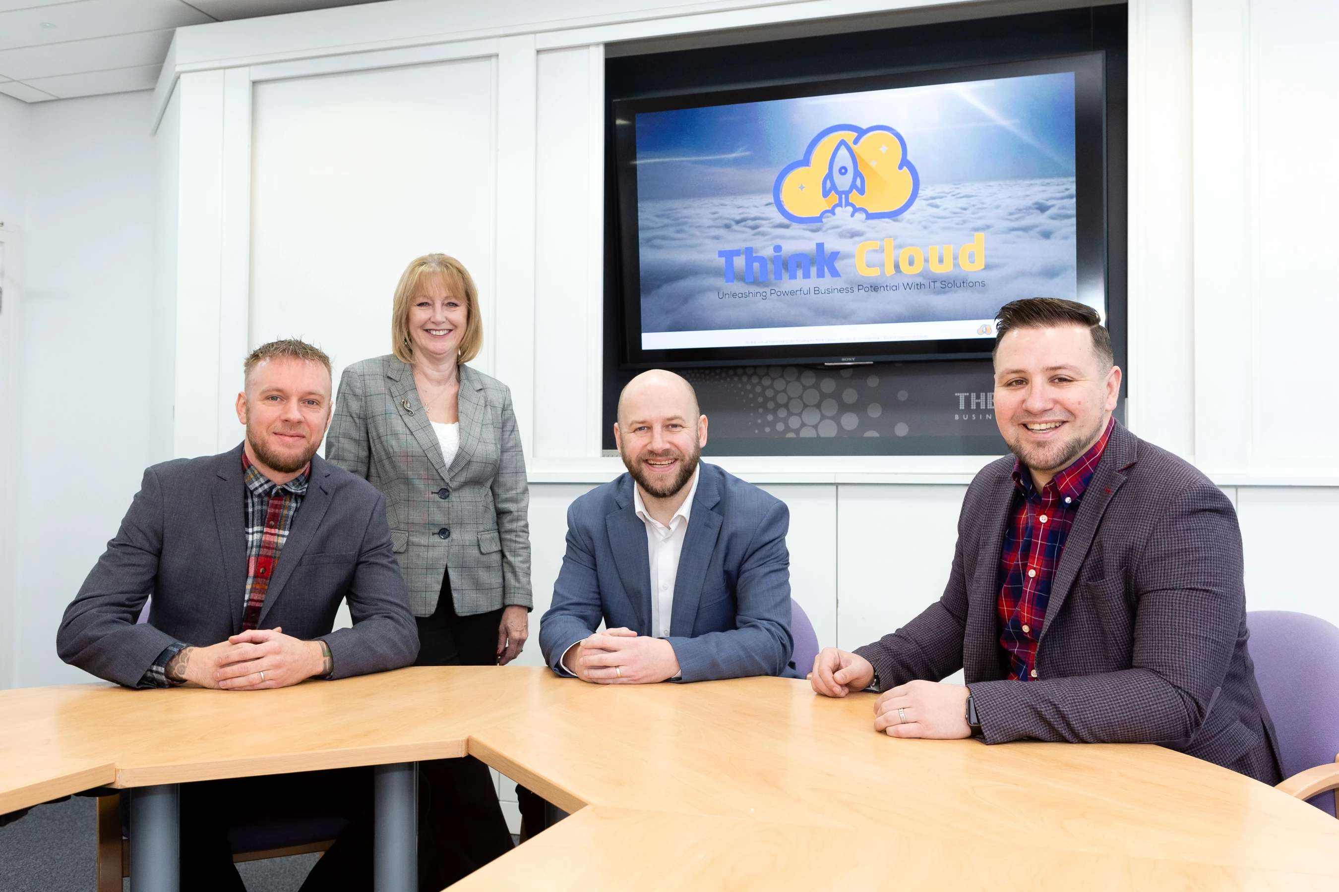 The Deep's Freya Cross with (L-R) Dean Bulfield, Scott Clark and Leon McQuade of Think Cloud