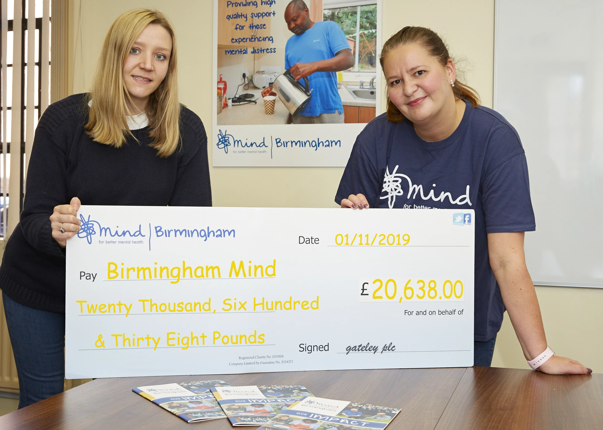 Gateley cheque presentation to Birmingham MIND