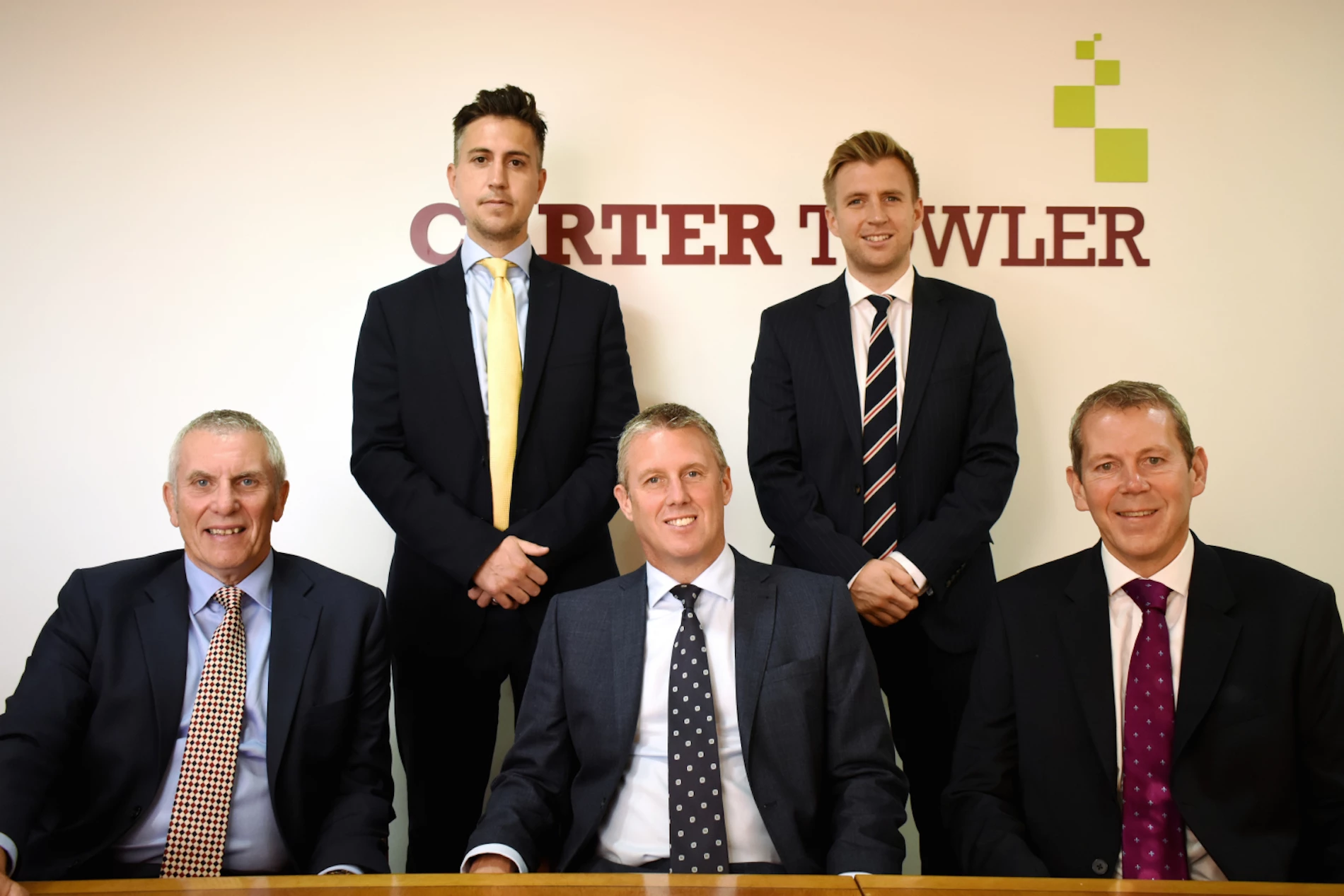 Chris Green and Josh Holmes join the Carter Towler board. Front row - David Priestley, Ian Greenwood and Tim Rhodes.