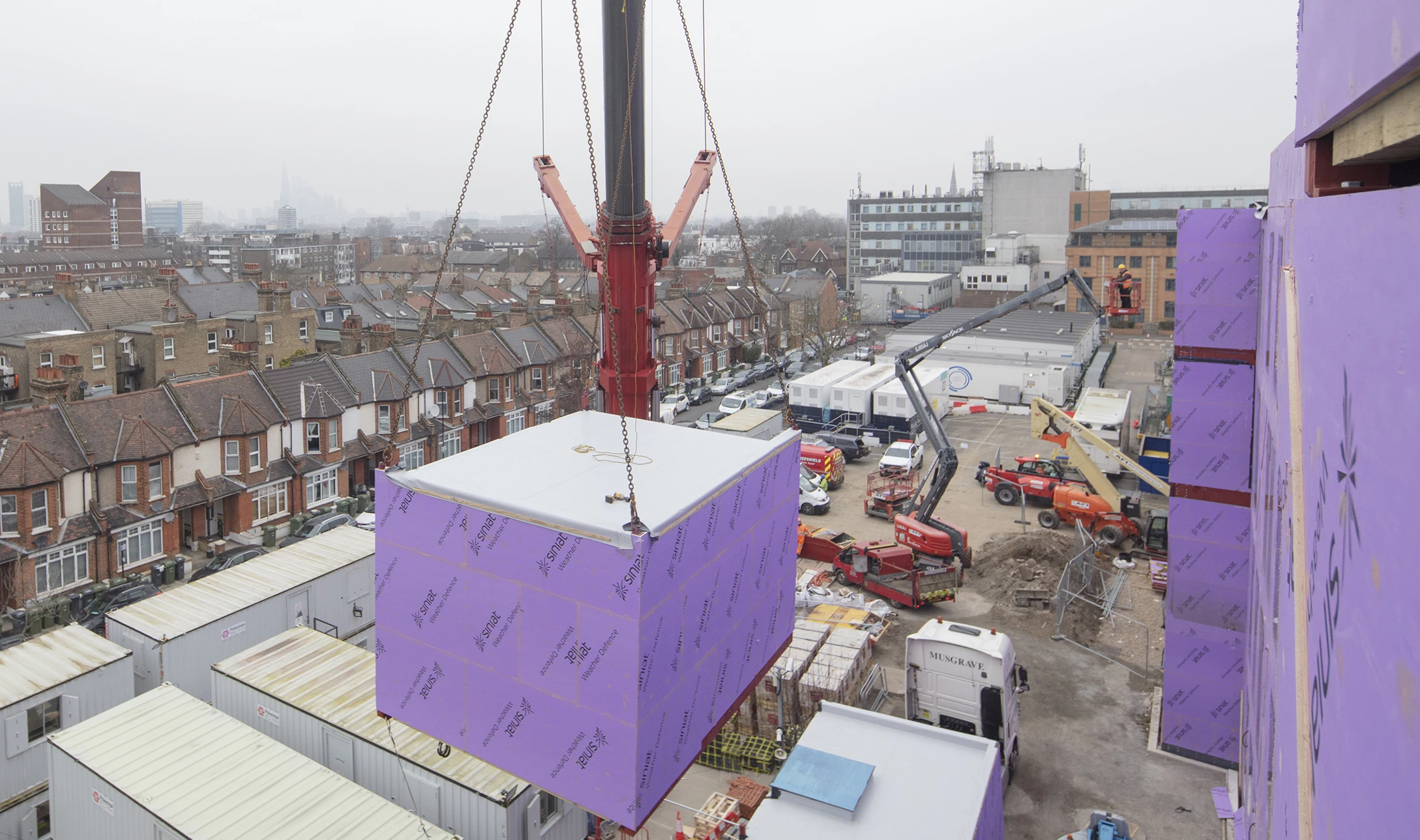 Construction underway at King's College Hospital, Camberwell.