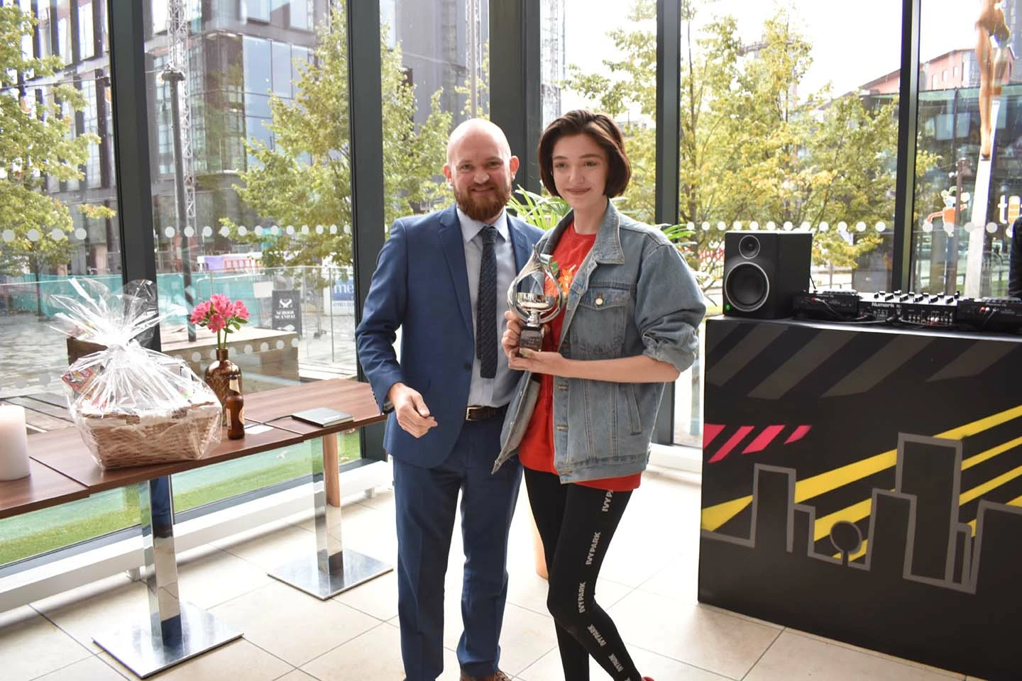 PARK(ing) Day winner, Saskia, with ParkCloud's MD, Mark Pegler 