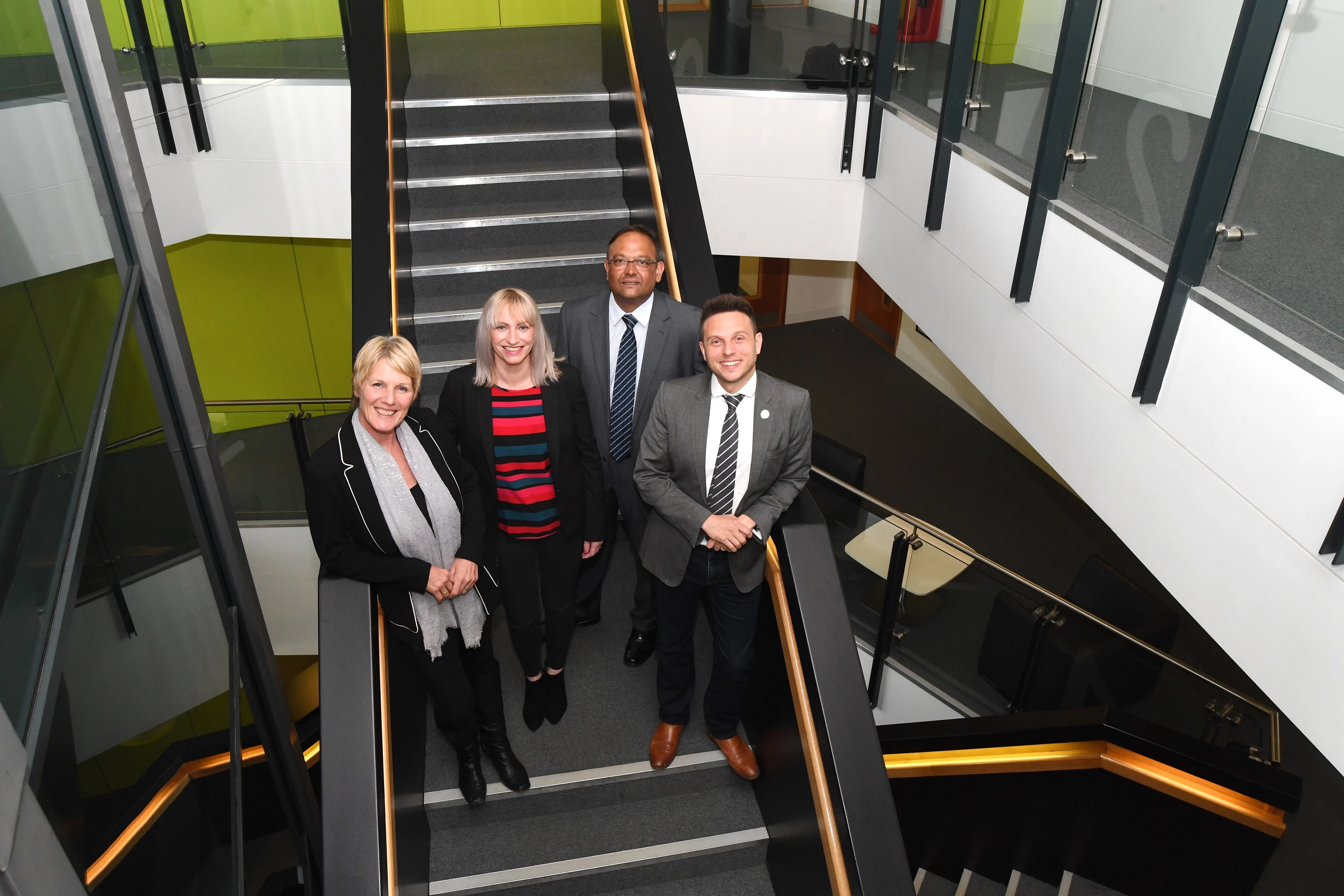 Pictured (left to right): Louise Bennett, Louise Wall, Ajay Desai (all Chamber) and Matt Lewis (Arquebus) 