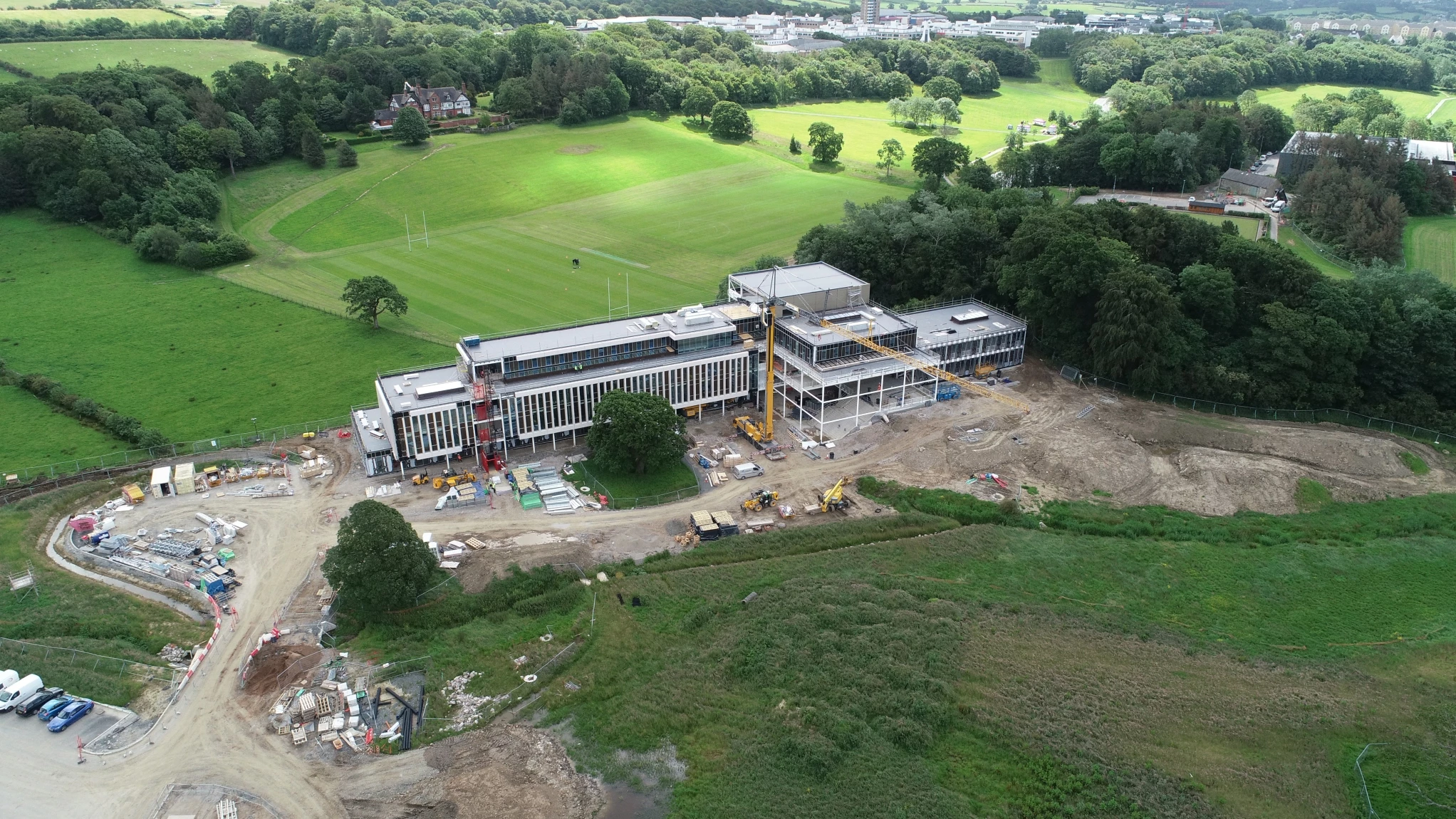 Aerial view of the new Health Innovation Campus at Lancaster University