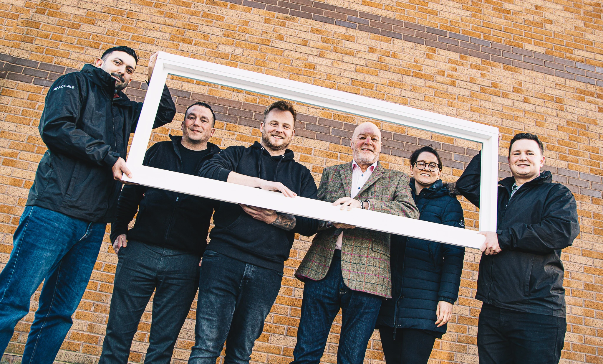 (L-R) Health & Safety Manager Stefan John, Procurement Manager Chris Elgey, Managing Director James Hill, Business Coach Ian Kinnery, Design Manager Victoria Armstrong and Operations Manager Rob Lofthouse