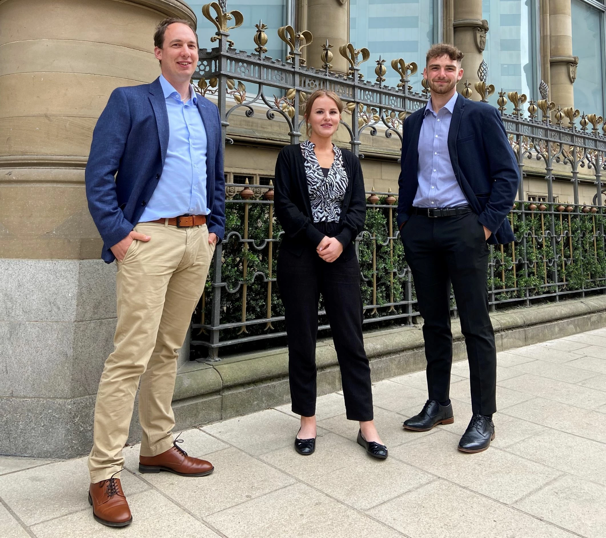 Eddisons’ new placement student recruits, from left: Samuel Pearson, Eleanor Kent, George Greenwood-Bartlett