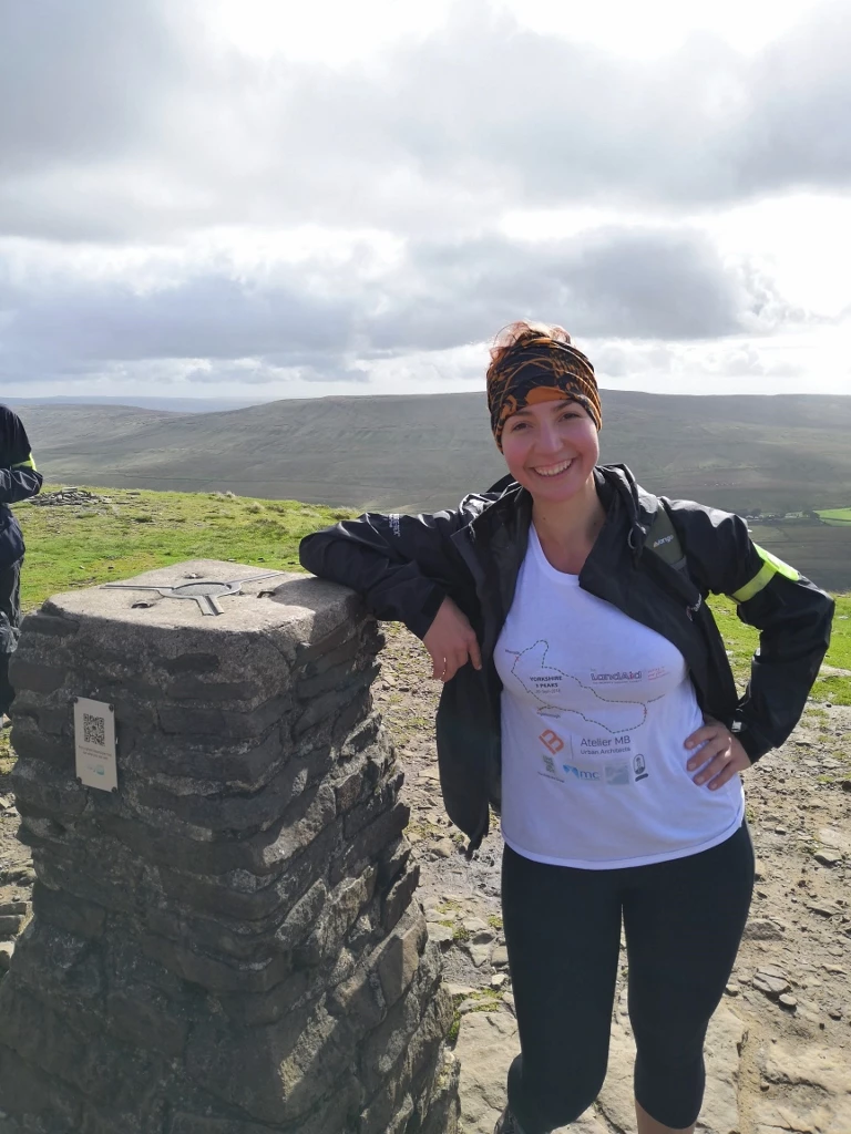 Zlatina Spasova at the summit of Pen-y-Ghent