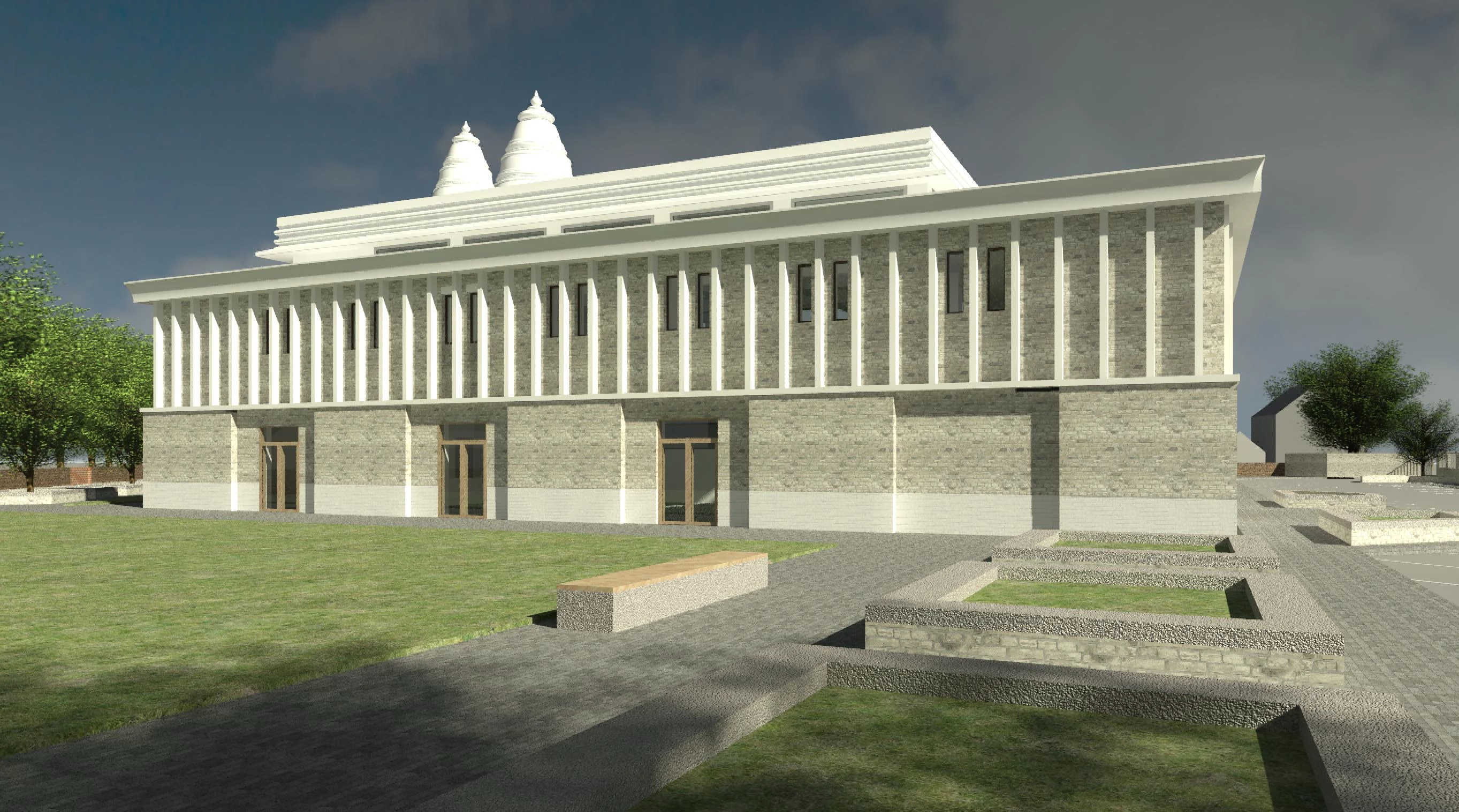 A CGI of the new Hindu temple in Oldham