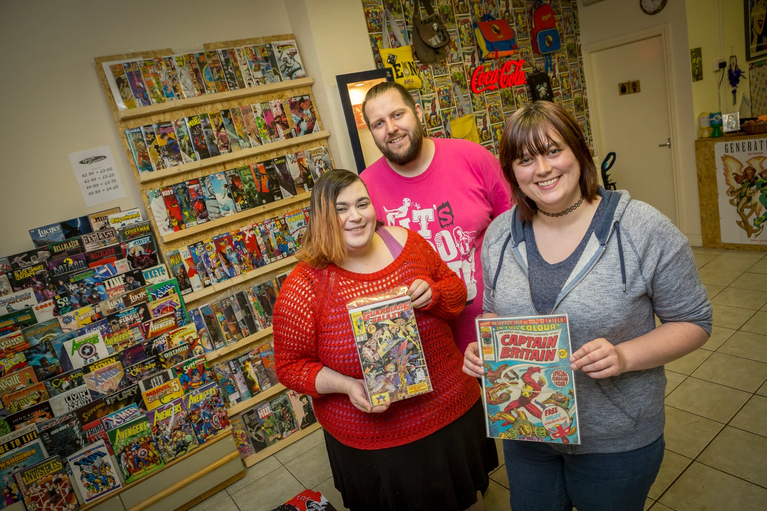 Owners David Baker with his wife Lesley-Ann Baker (left) and Sammie Gibbon from The Geek Corner in Stockton Picture: DAVID WOOD